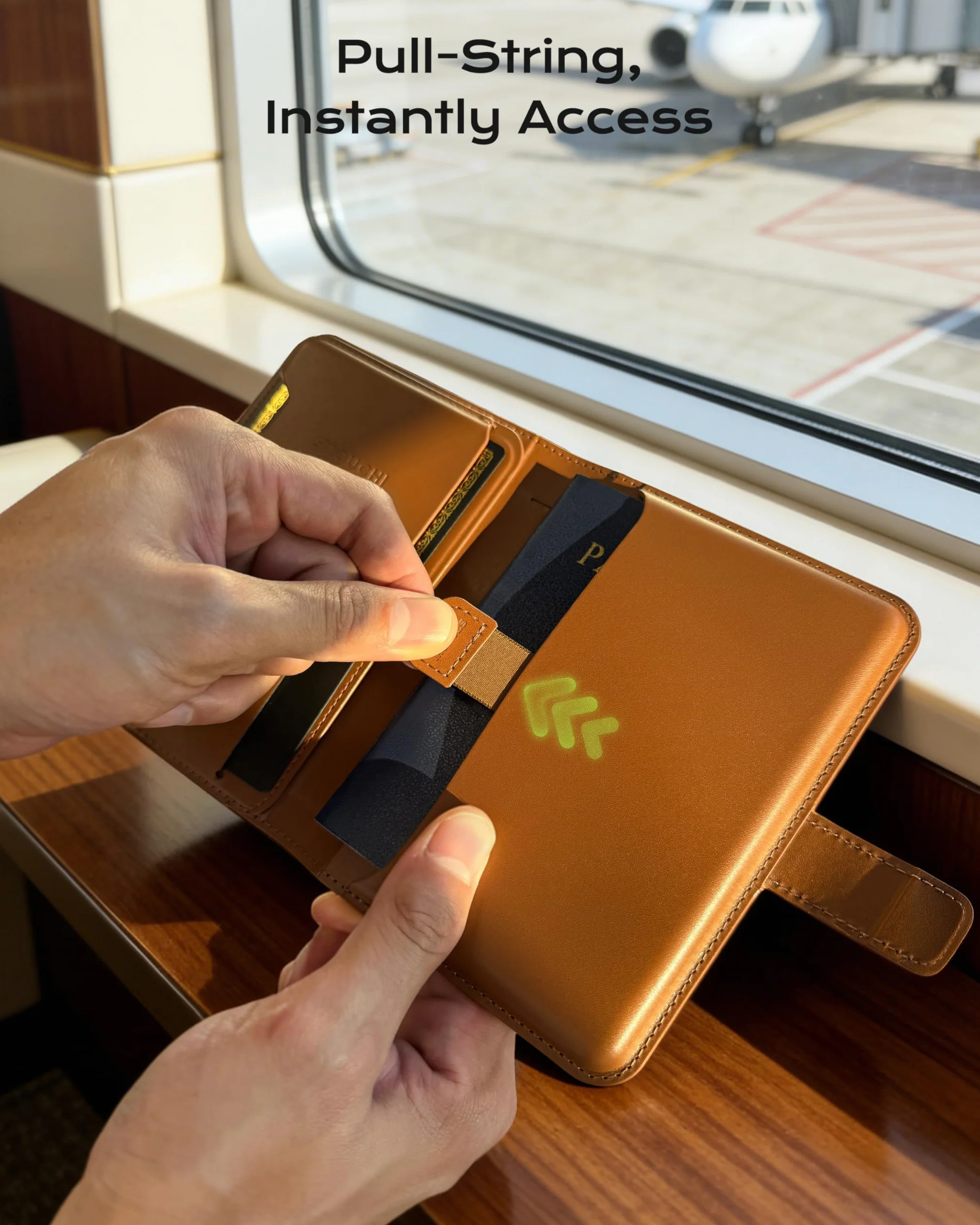 Stouchi Uchwyt na paszport AirTag, Brązowy, Compact, Uchwyt na paszport brązowy