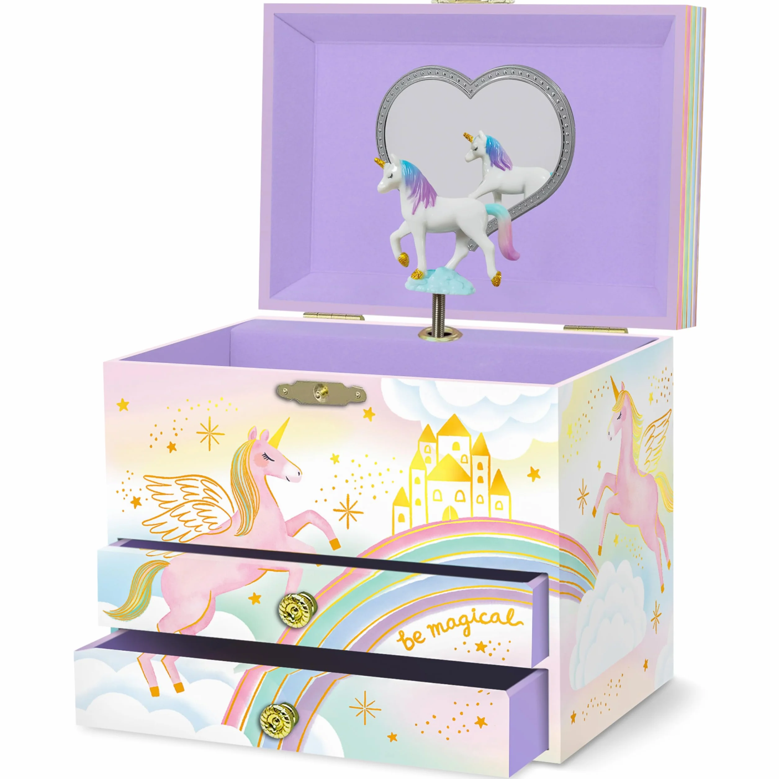 Giggle & Honey® Muzyczna Szkatułka na Biżuterię - Zabawki z Jednorożec dla Dziewczynek 4-6 Lat, Prezenty Jednorożec i Pozytywka dla Dzieci