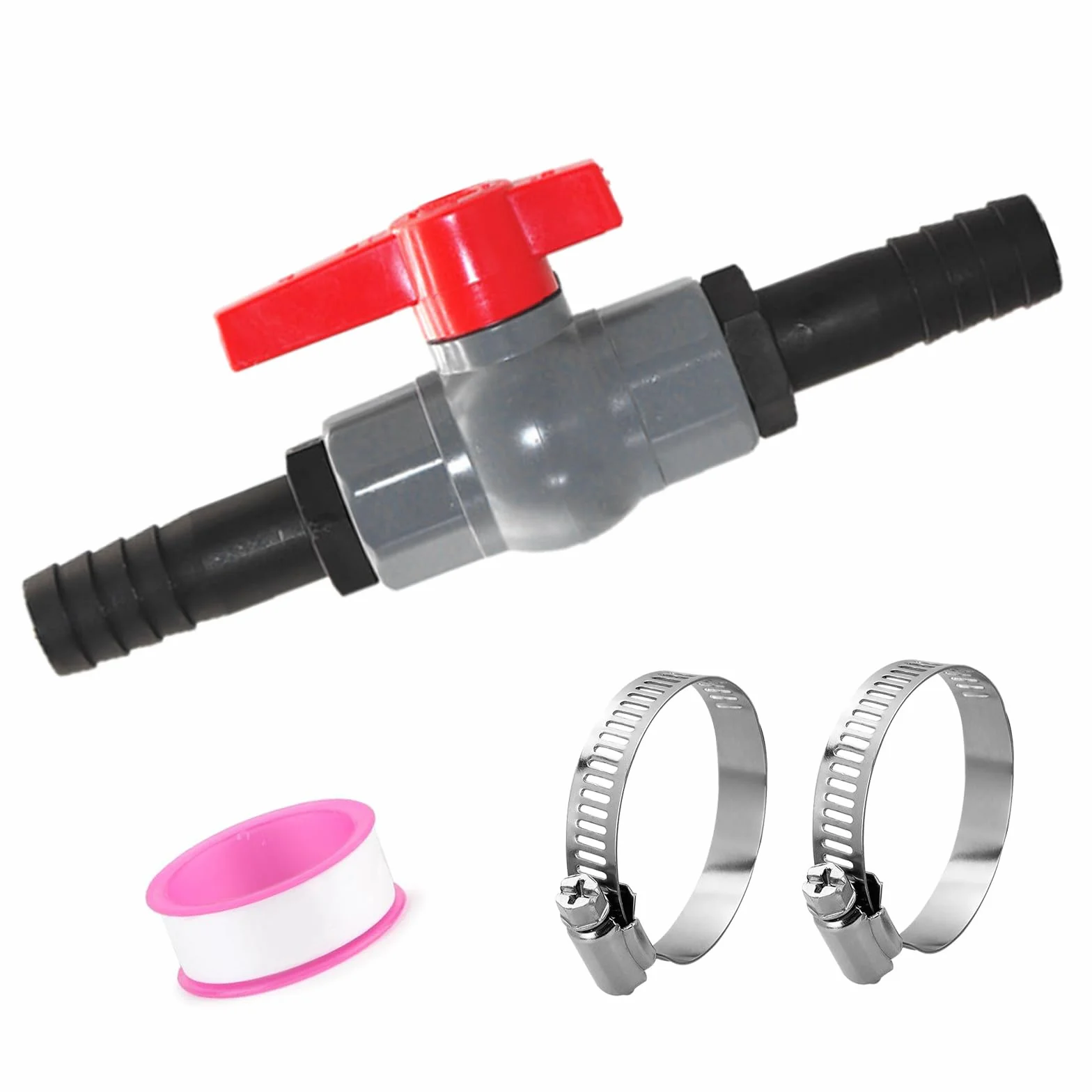 Zawór kulowy z przyłączem węża zawór kulowy PVC zawór kulowy 1 zawór odcinający gwint wewnętrzny 1 1/4" (40 mm), 2 tuleje węża 32 mm
