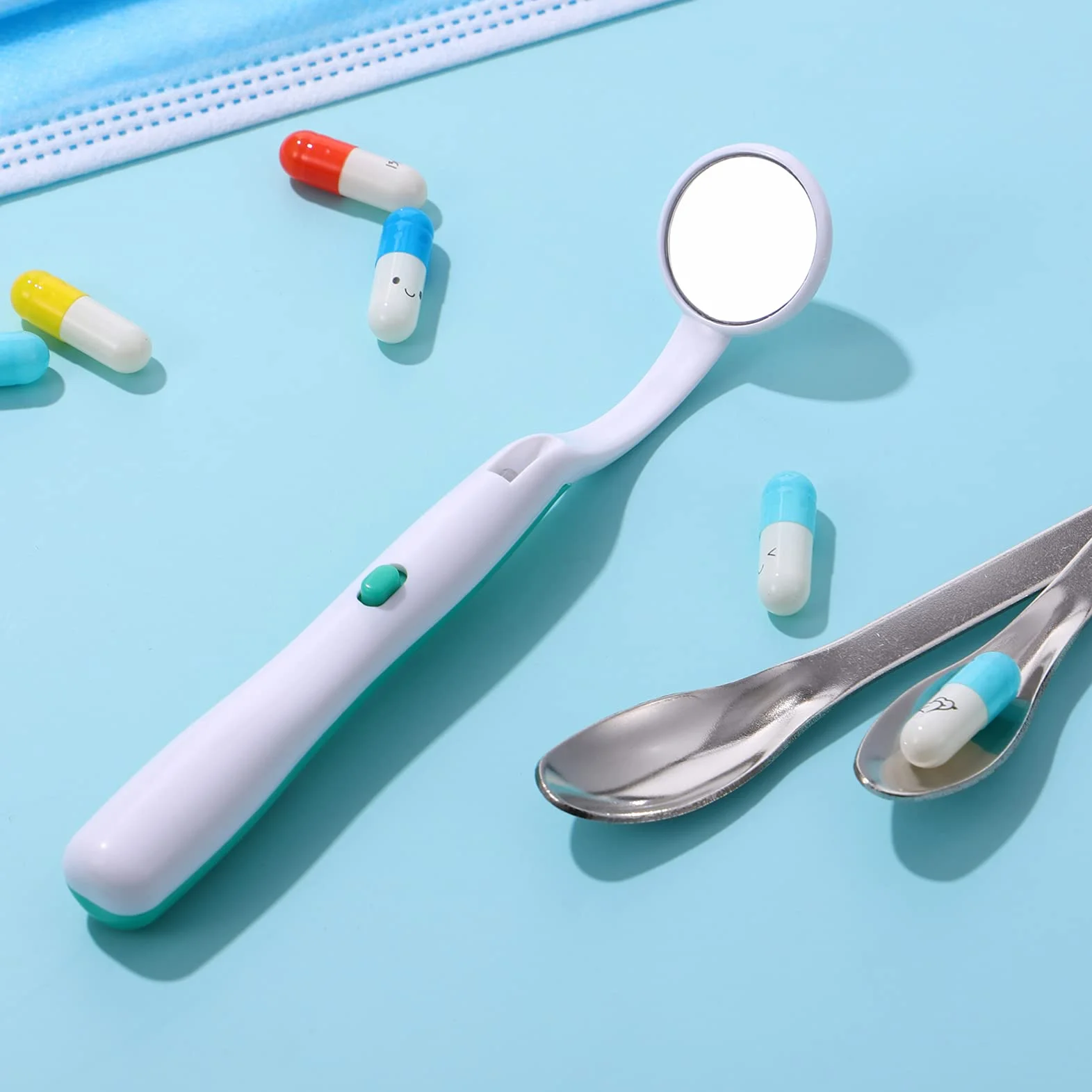 Lustro dentystyczne ze światłem LED Przeciwmgielne Zakrzywione Kąt Dentysta Narzędzie do Domu