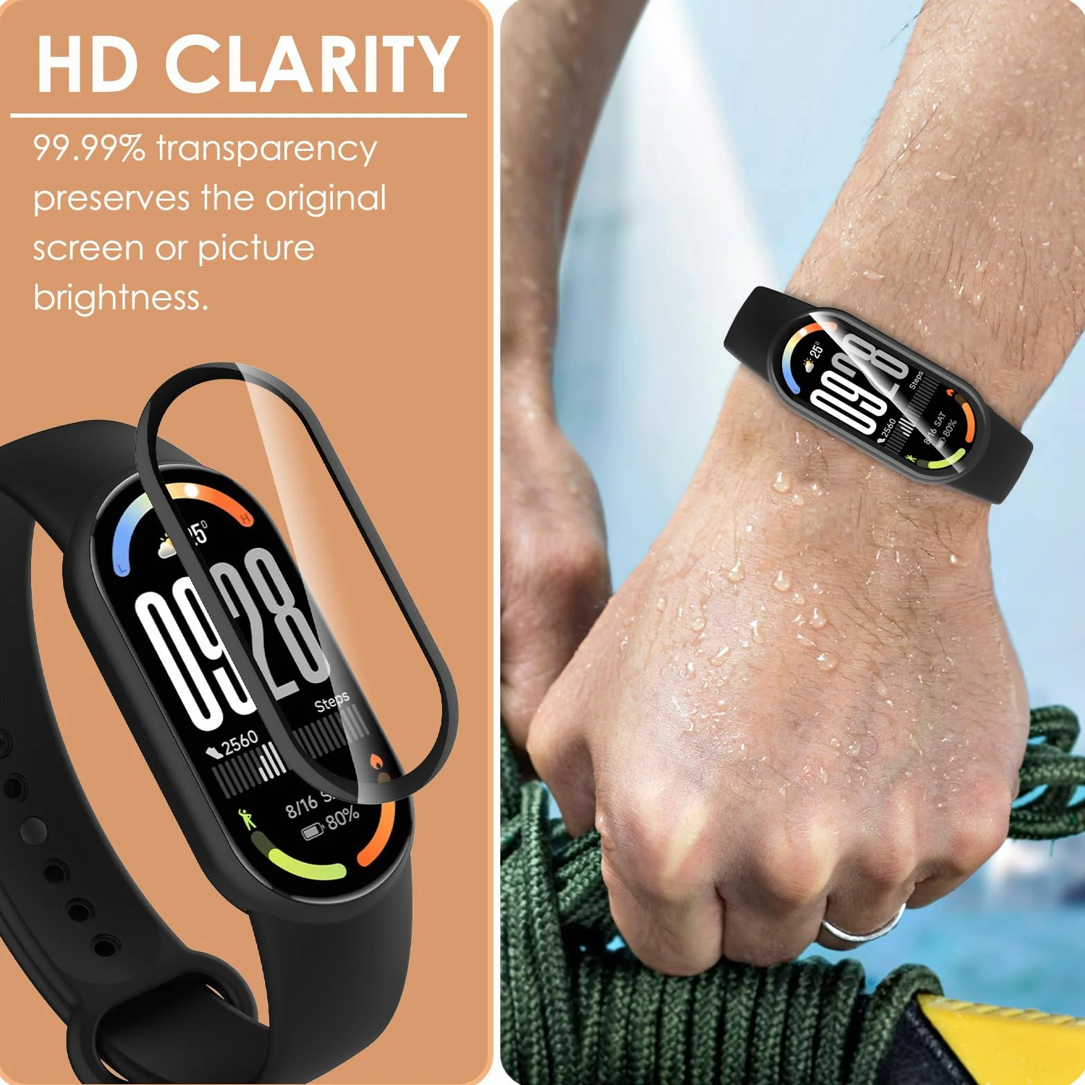 Hianjoo 6 sztuk folii ochronnej, kompatybilna z Xiaomi Smart Band 10, twardość 9H, odporna na olej/odporna na zarysowania, folia ochronna na wyświetlacz kompatybilna z Xiaomi Smart Band 10