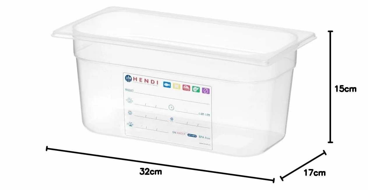 HENDI Pojemnik GN 1/3 z polipropylenu HACCP - 5,7 l - 325x176x(H)150mm