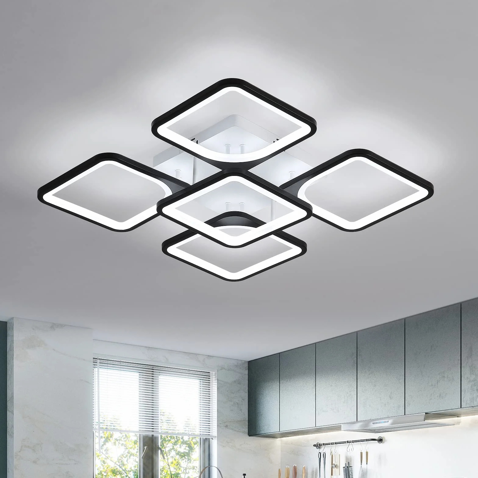 Lampa sufitowa LED 75W 6500K kwadratowa akrylowa czarna do salonu