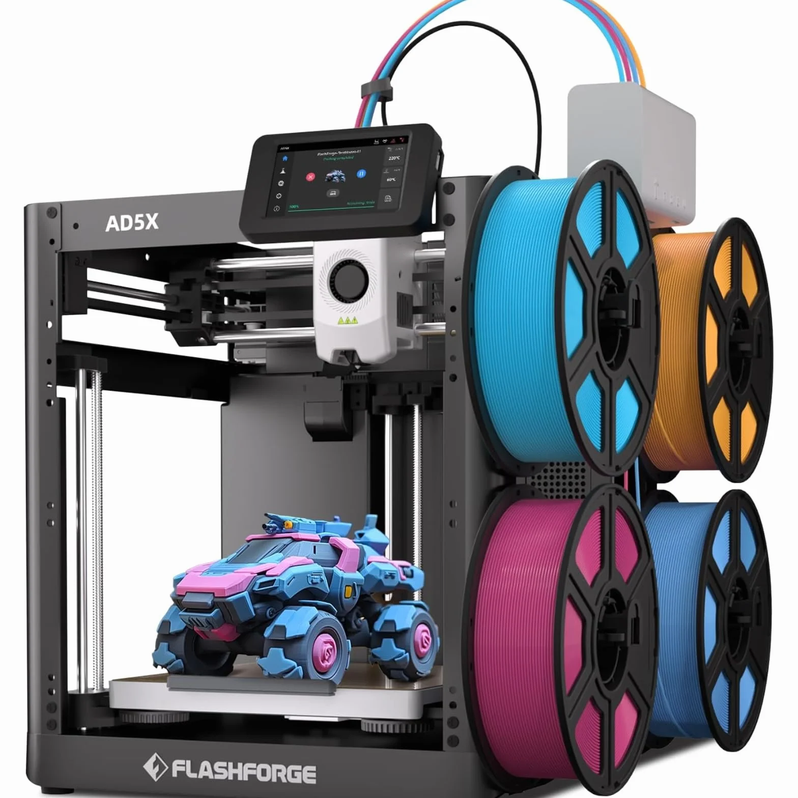Flashforge Drukarka 3D Adventurer 5X z wielokolorowym nadrukiem, dostosuj za pomocą IFS, AD5X Multi-Material/Full-Auto Leving Drukarka 3D, Maksymalna prędkość: 600 mm/s, automatyczny wkład filamentu 4