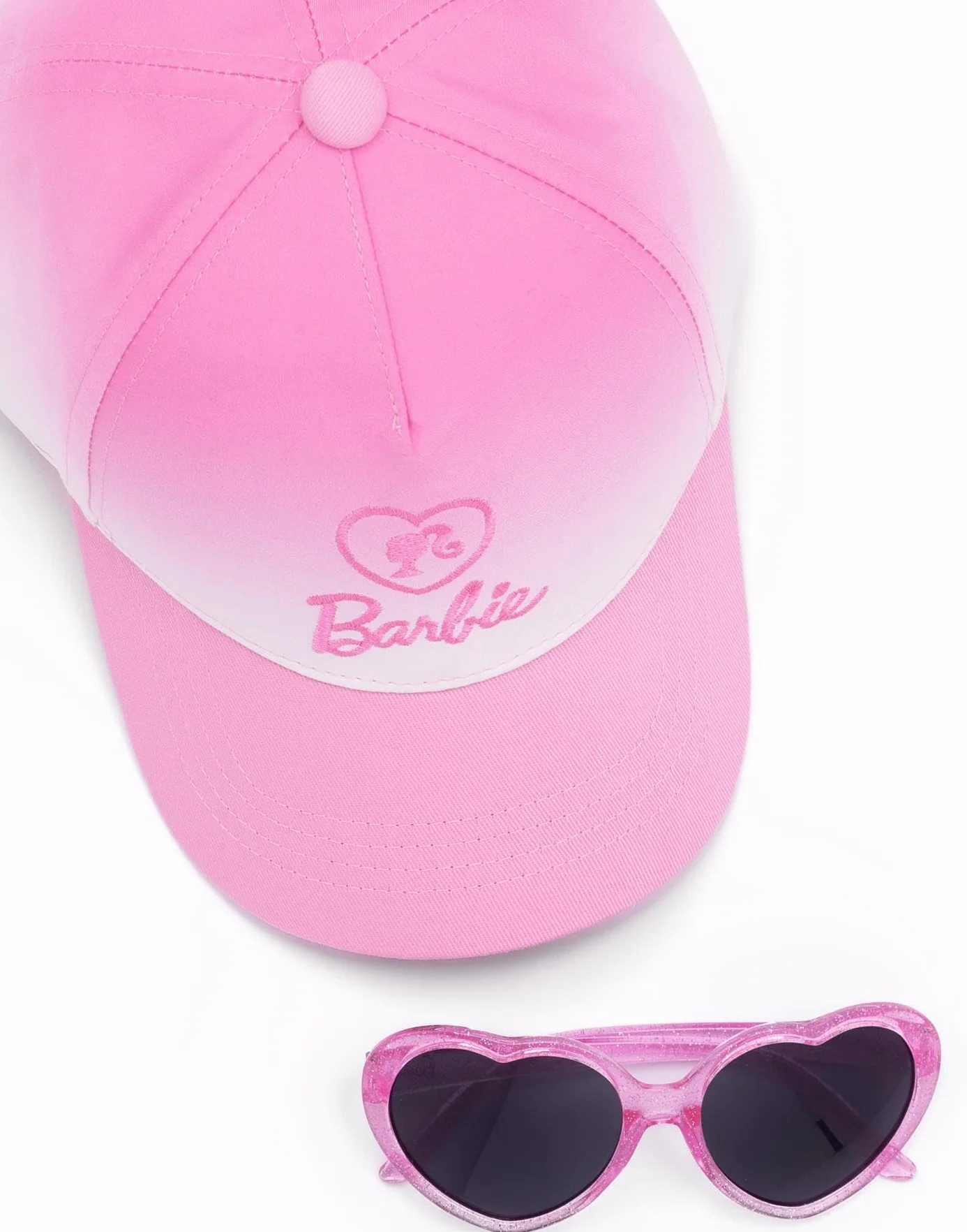 Barbie Dziewczęca czapka i okulary przeciwsłoneczne różowa ombre regulowana bejsbolówka lato akcesoria, Rosa
