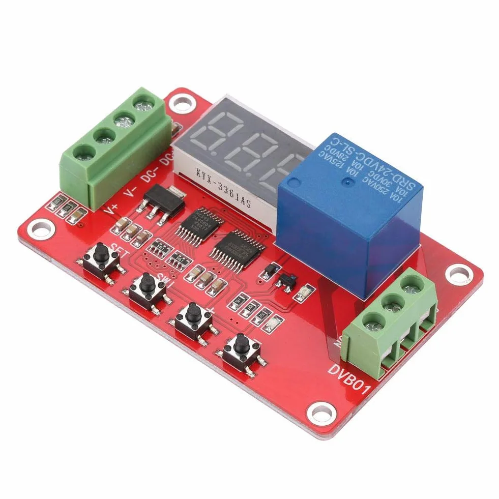Cyfrowy komparator okiennego napięcia, wielofunkcyjny regulator napięcie, czerwony DVB01, cyfrowy pomiar 12 V/24 V, ochrona przed zbyt niskim napięciem (24 V)