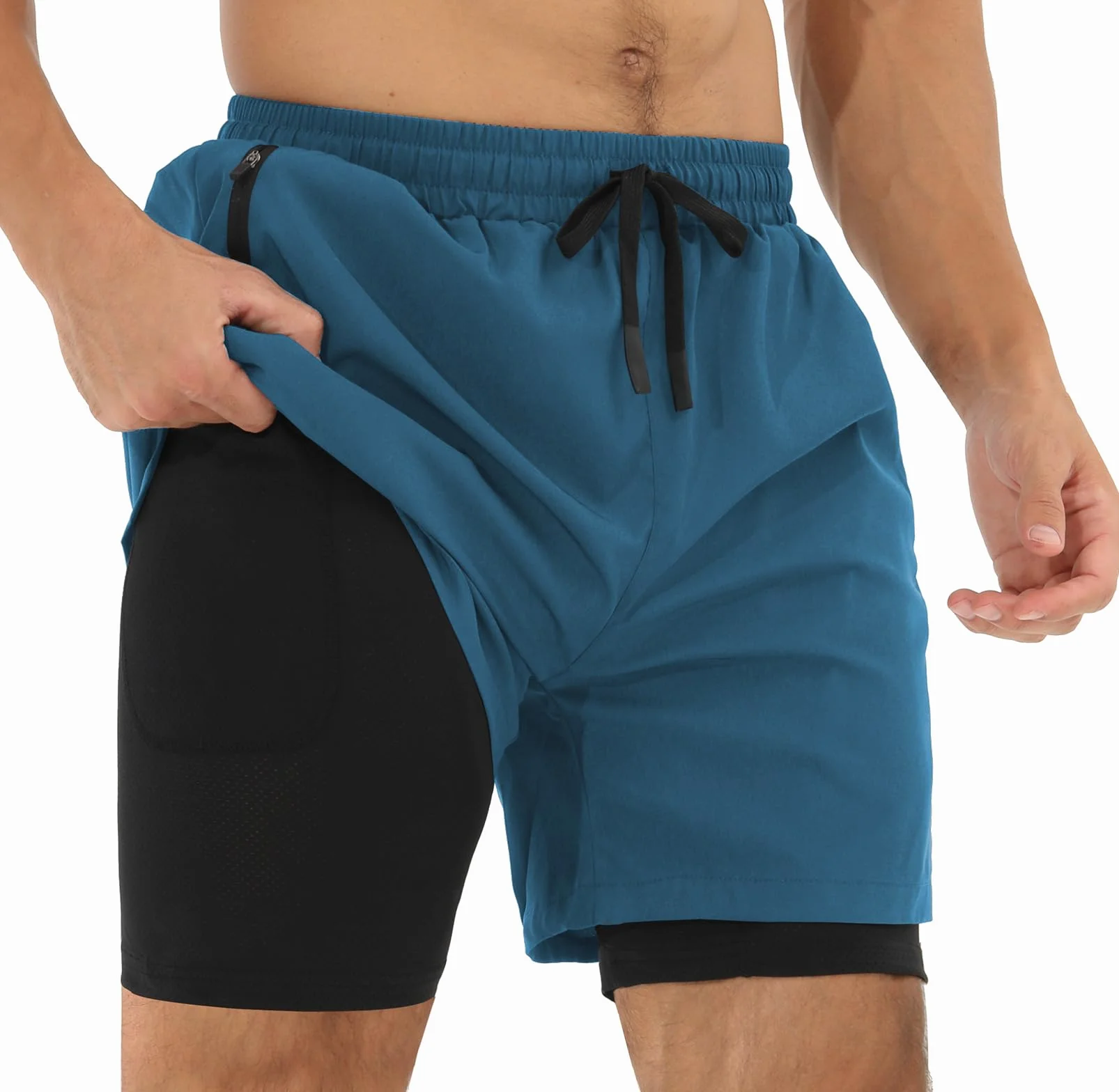 Spodnie Cortos Hombre Deporte Pantalon Cortos 2 w 1 Secado Rápido para Running Fitness Gym