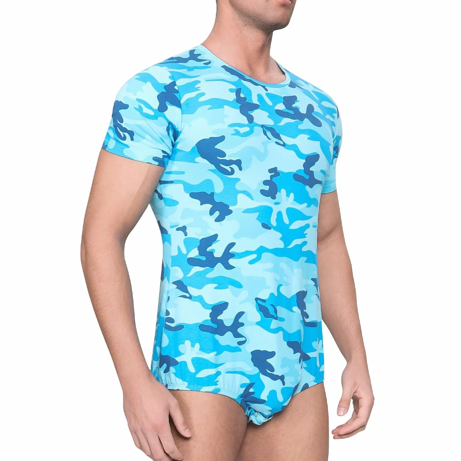 Landofgenie Body dla Mężczyzn – Camo Kombinezon Piżama z Guzikami w Kroku