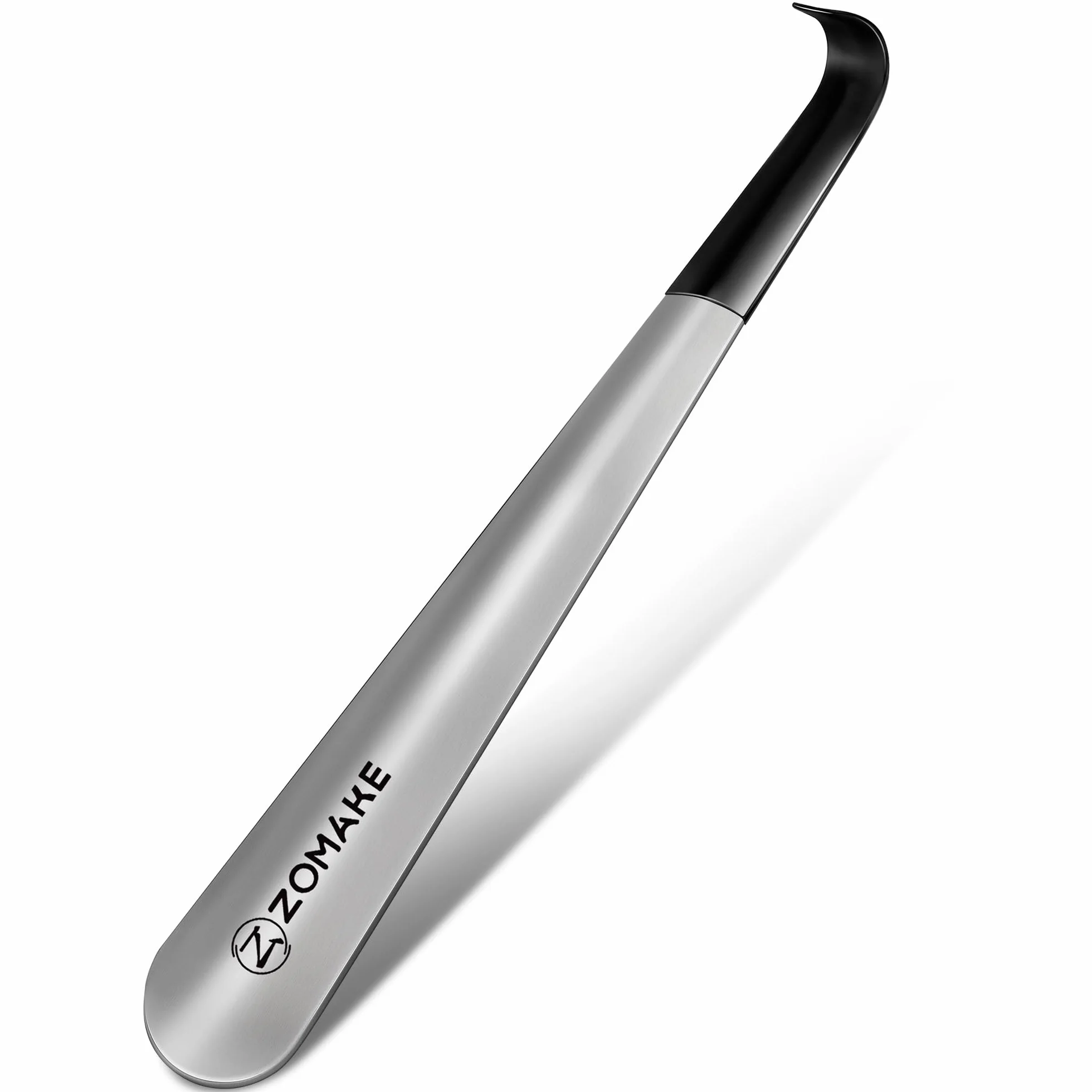 ZOMAKE Łyżka Do Butów Metalowa Długa 42cm,Długa Łyżka Do Stóp Ze Stali Nierdzewnej - Srebrna Łyżka Do Stóp Długa Stajnia Z Gumowym Rękawem Dla Seniorów