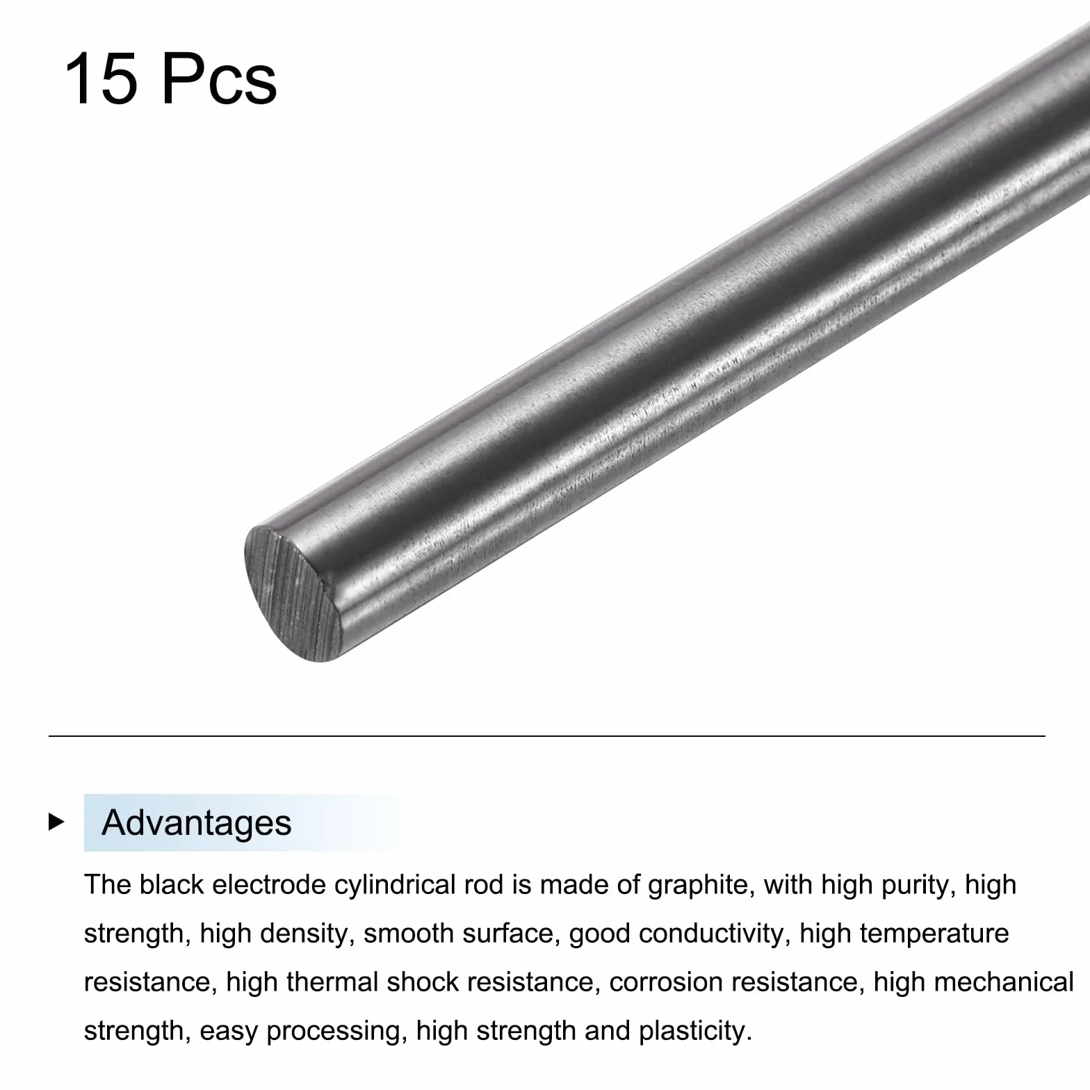 QUARKZMAN Pręt grafitowy, mieszadło grafitowe cylinder pręt węglowy 100 x 5 mm czarny do elektrody, odlewania do topienia, tygla, sztuka z 15