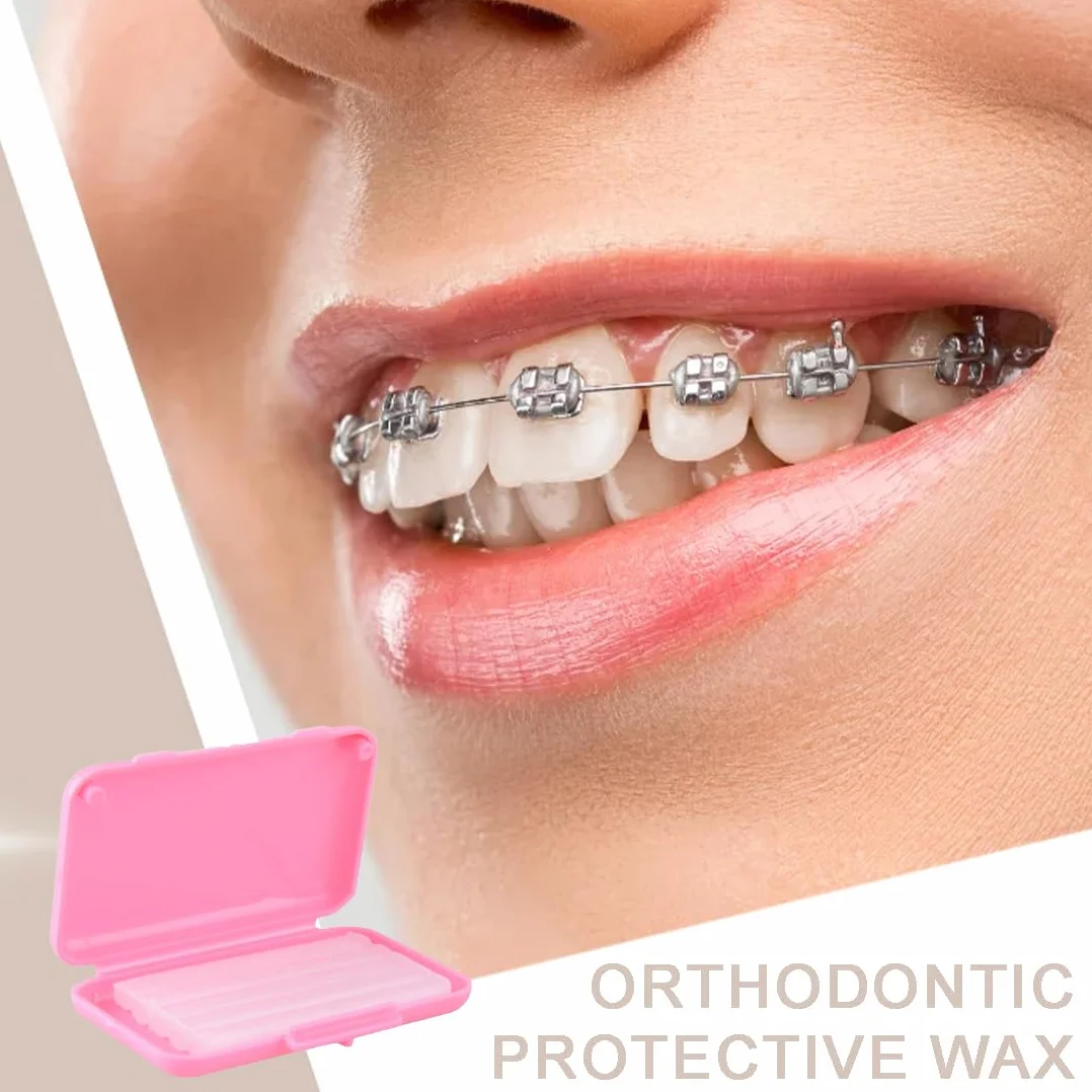 WeddHuis 5 sztuk wosku ortodontycznego do aparatów ortodontycznych, 5 sztuk/25 pasków wosku dentystycznego do łagodzenia podrażnień i bólu, 5 kolorów 5 smaków