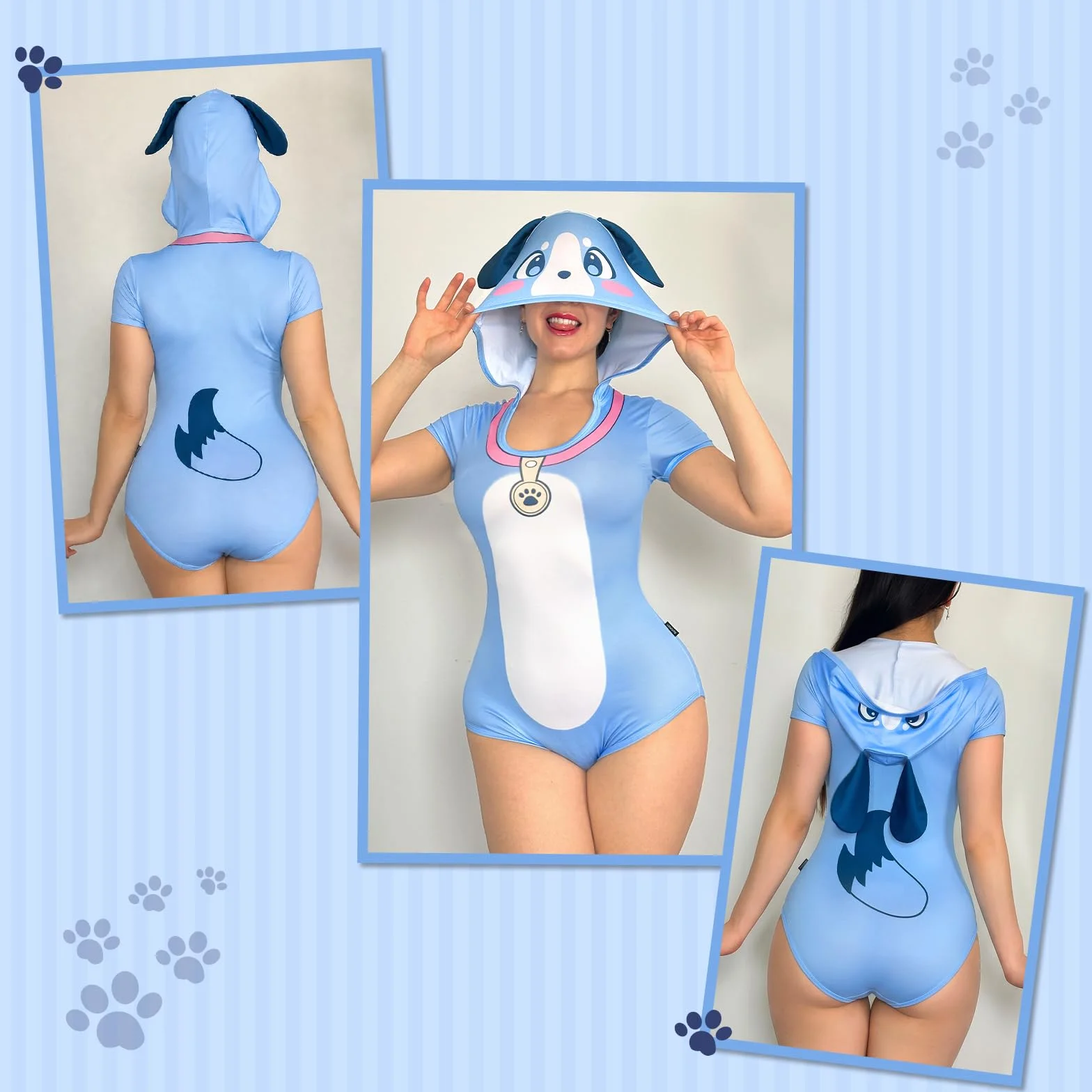 LittleForBig Jedwabisty kombinezon piżamowy - model Little Furry Blue Baby