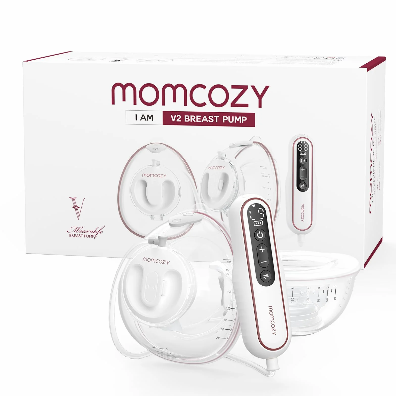 Momcozy V2 Ultralekki laktator bez użycia rąk, mocny laktator do noszenia z 27 kombinacjami ekstrakcyjnymi, podwójny przenośny laktator elektryczny, bezbolesny i cichy, kołnierz 17/19/21/24/27 mm