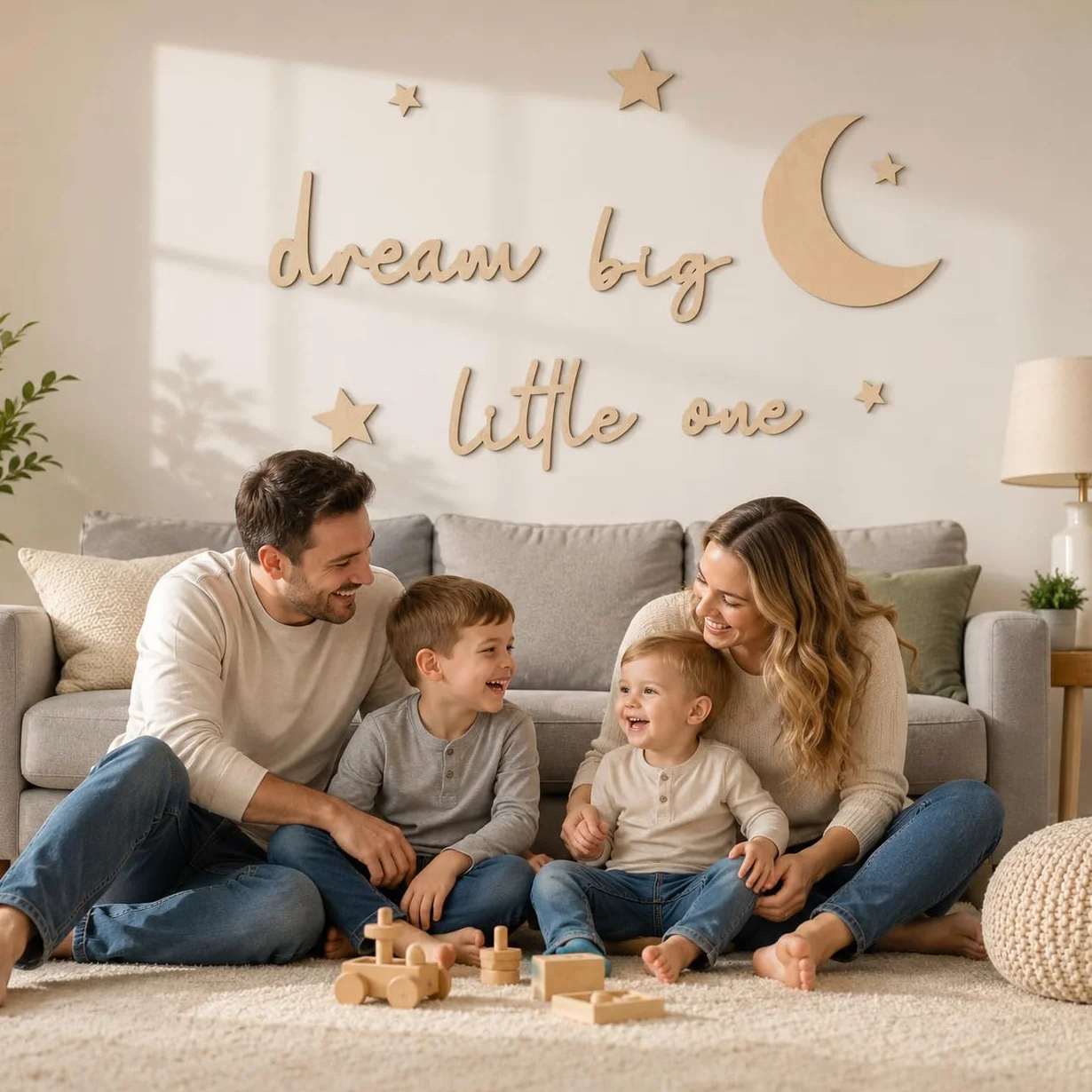 Lufdegim 11 sztuk drewnianych liter do dekoracji ścian Dream Big Little One, drewno, napis ścienny, dekoracja ścienna, do pokoju dziecięcego, sypialni, salonu, dekoracja
