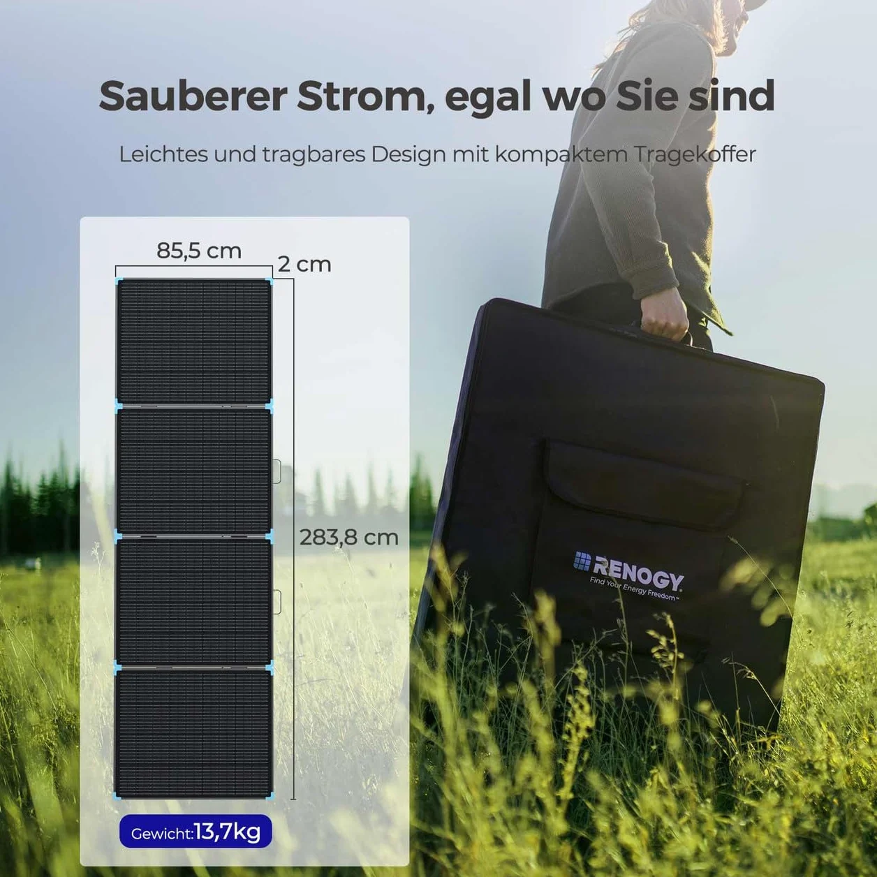 Renogy Light Suitcase panel słoneczny 400 W, kompaktowy i lekki, 400 W, do baterii RV Marine Rooftop Farm i innych zastosowań off-Grid