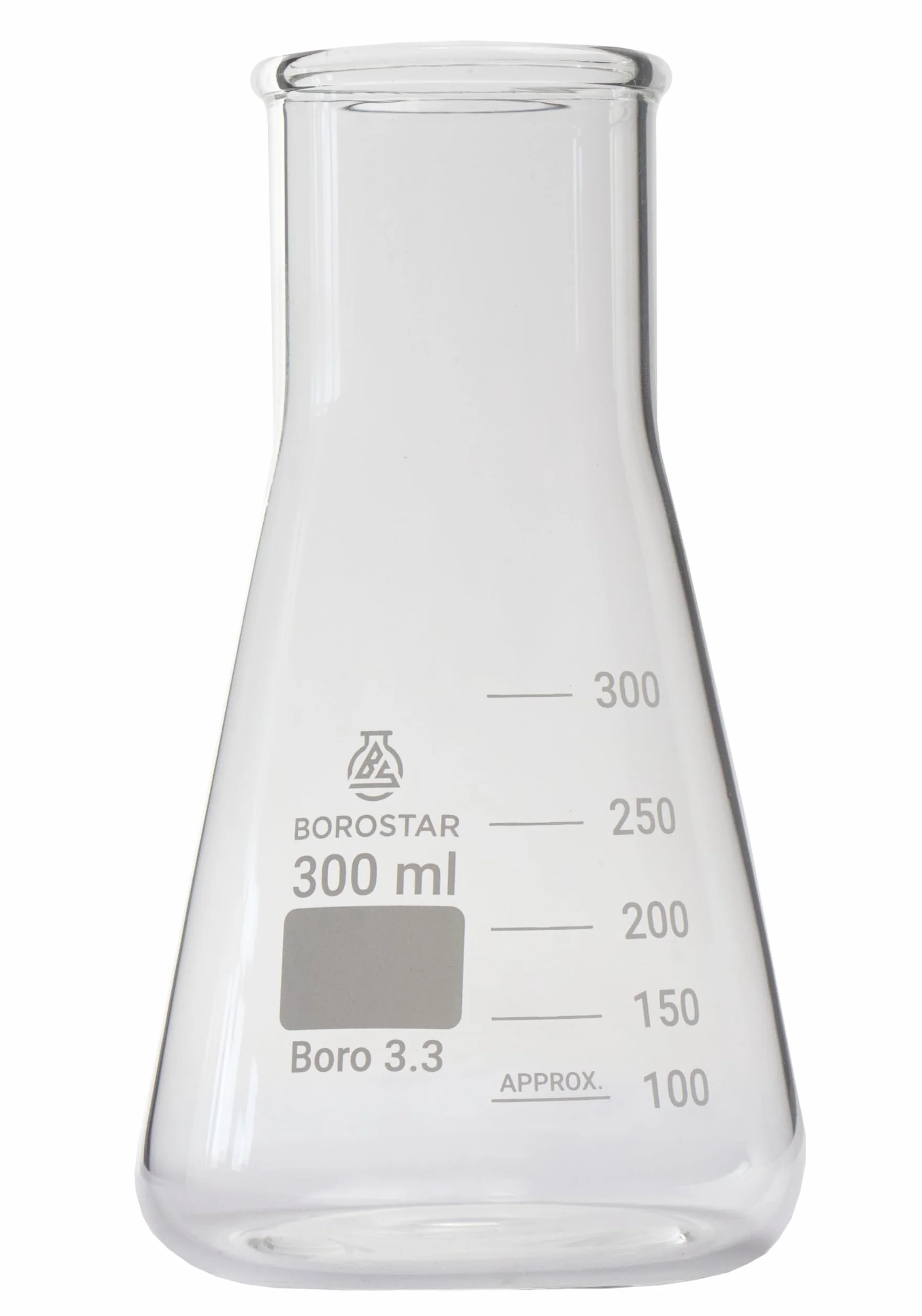 Kolba Erlenmeyera (Boro 3.3), z podziałką, szeroka szyja, 300 ml