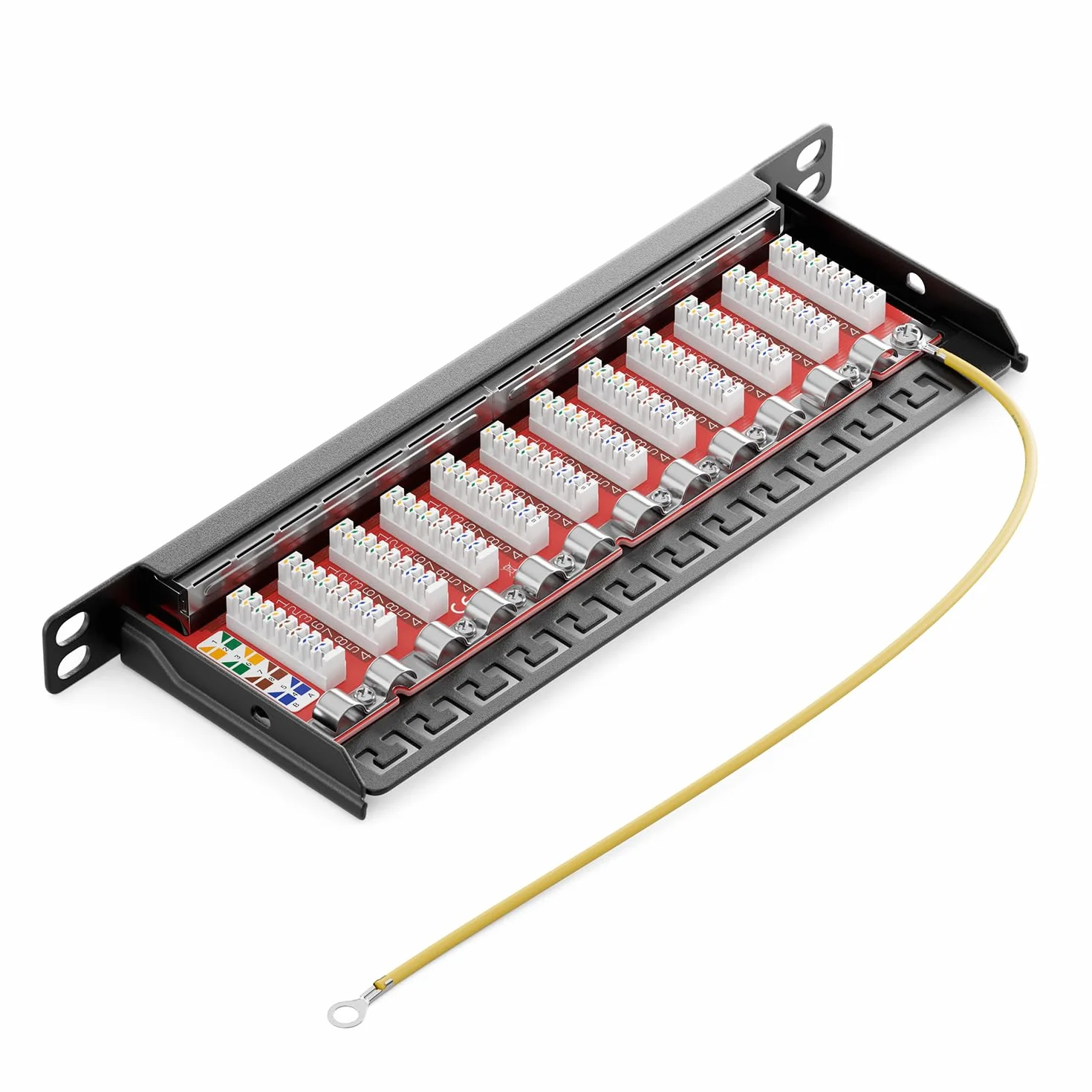 deleyCON CAT 6a 0.5U Patch Panel Mini Patch Panel 12 Portów - Desktop 10 Cali Montaż w Szafie Serwerowej RJ45 Ekranowany TIA568A TIA568B RAL 9005 Czarny