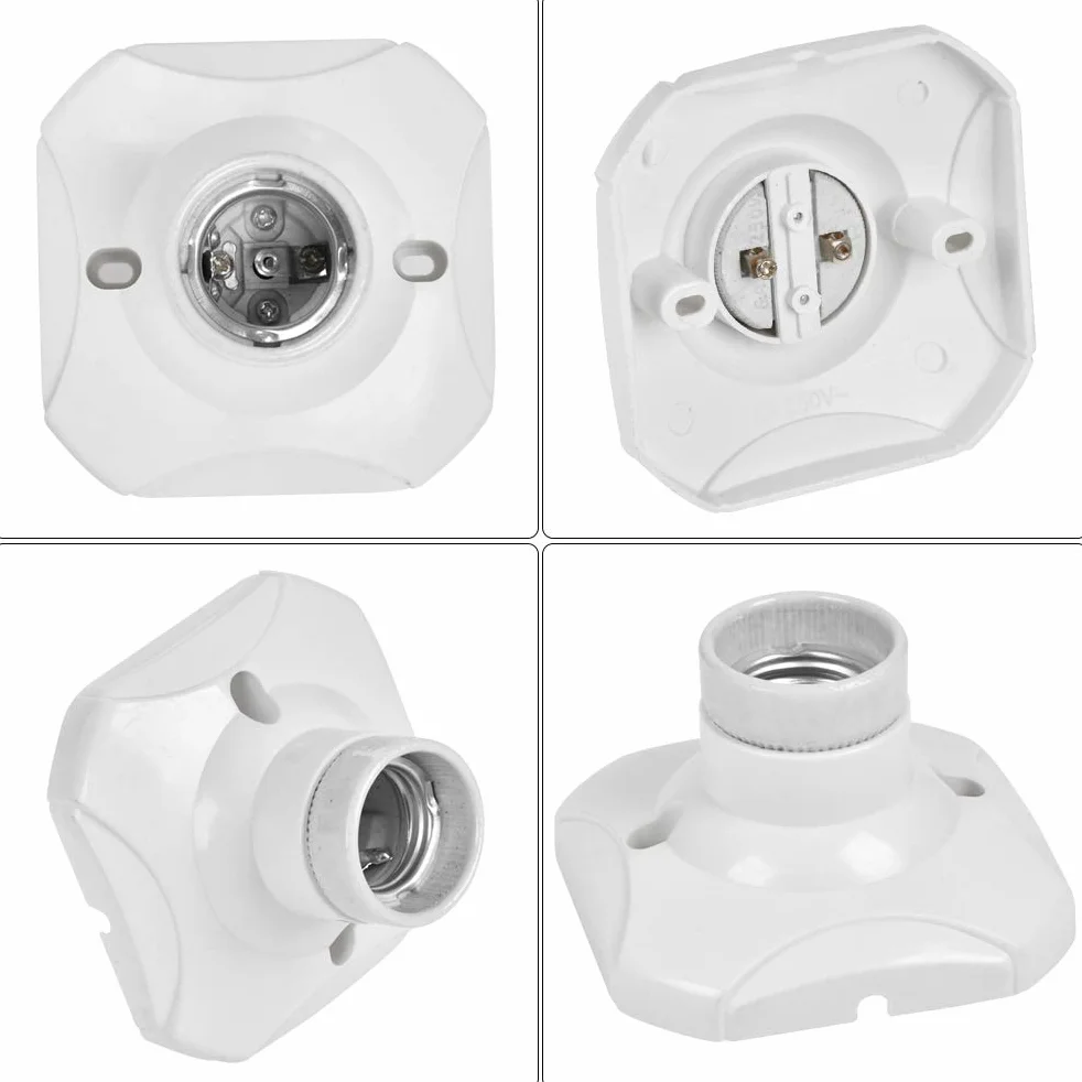 4 sztuki oprawek LED E27 na ścianę i sufit, żarówka do korytarzy, schodów, balkonów, szaf, piwnic (220-250 V, prostokątna, biała)