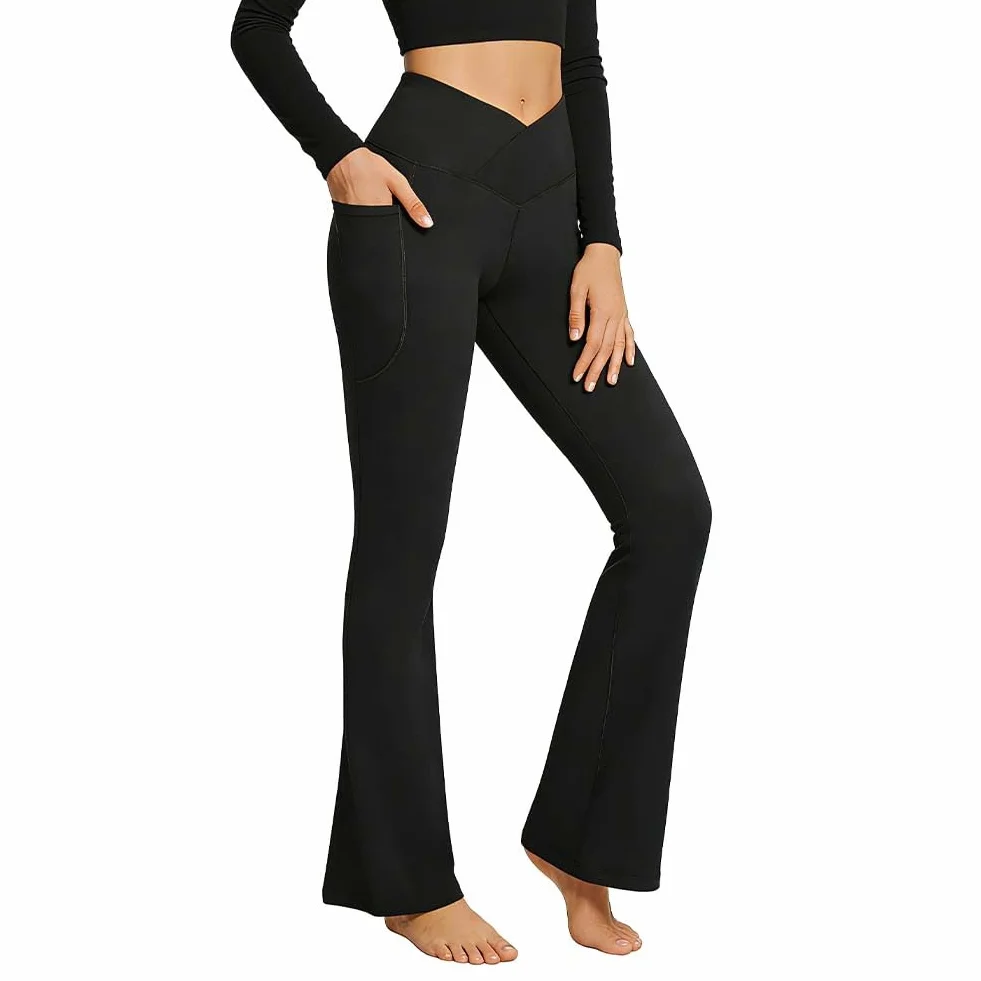 Damskie spodnie do jogi/spodnie do jogi bootcut siłownia legginsy z wysokim stanem spodnie do jogi legginsy kompresyjne do biegania lekkie sportowe legginsy treningowe spodnie do biegania