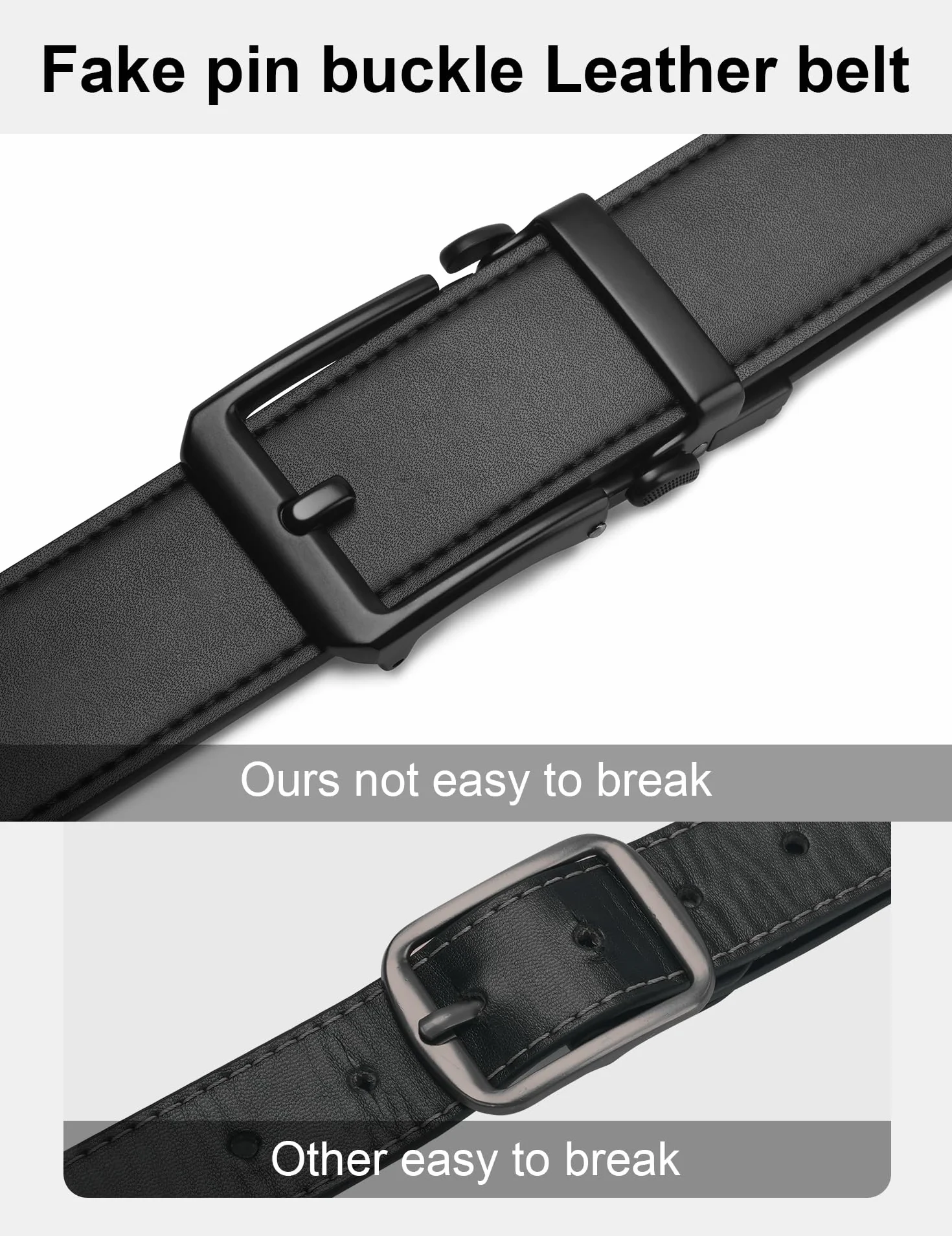 JUKMO Skórzany pasek z grzechotką 38 mm dla mężczyzn w pudełku prezentowym
