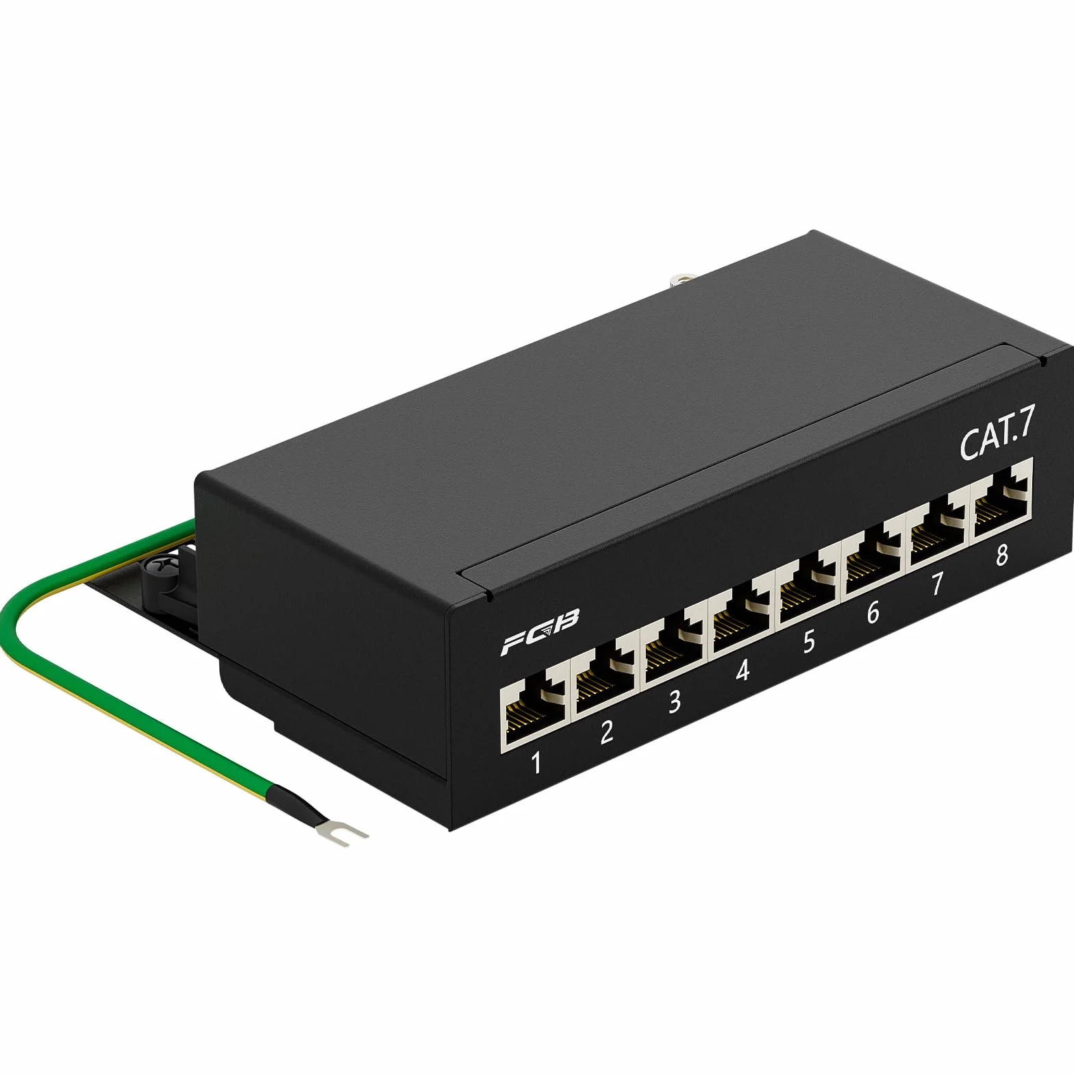FGB Panel krosowy CAT 7 panel rozdzielczy 8 portów - na stole/ścienne/pulpit ekranowany gniazdo 8X RJ45 - LSA rozdzielacz do przełączników sieciowych Gigabit