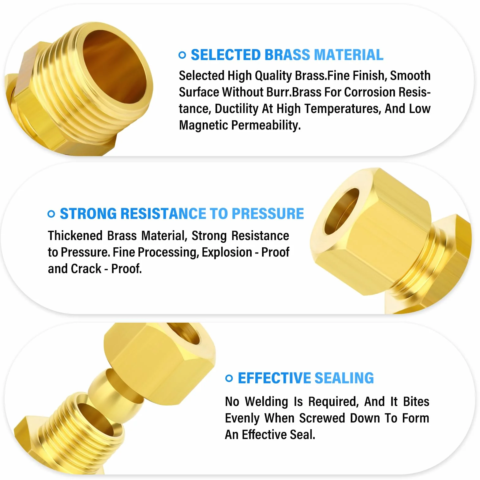 TAILONZ PNEUMATIC 2 szt. mosiężne złącze do rur kompresyjnych, średnica zewnętrzna 6 mm x złącze męskie BSP 3/20.3 cm