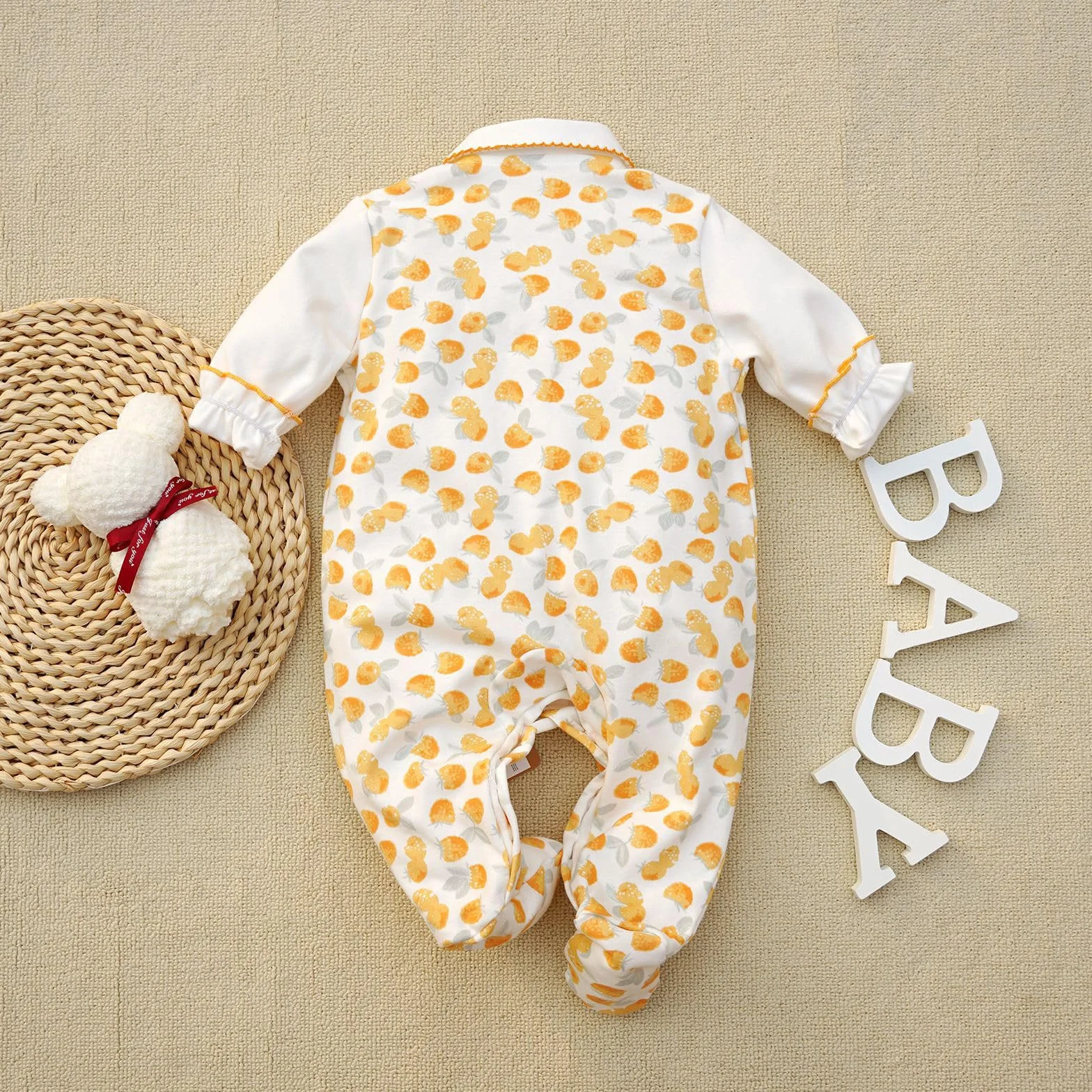 WYTbaby Kombinezon niemowlęcy dziewczęcy kombinezon dla noworodka z długim rękawem bawełniane śpioszki 0-3 miesiące