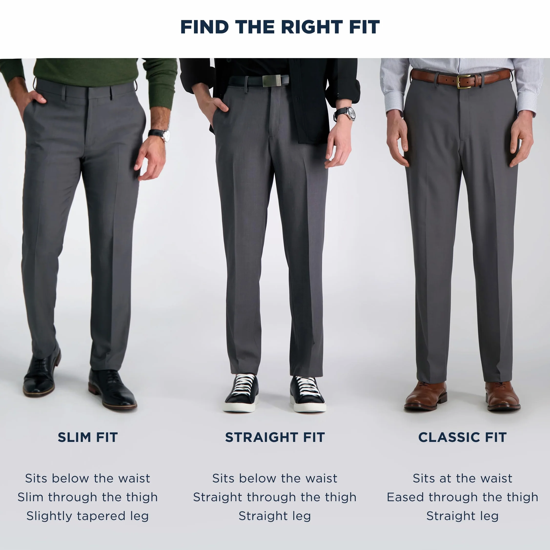 Haggar Męskie spodnie E-CLO Repreve Stria Flat Front Dress Pant