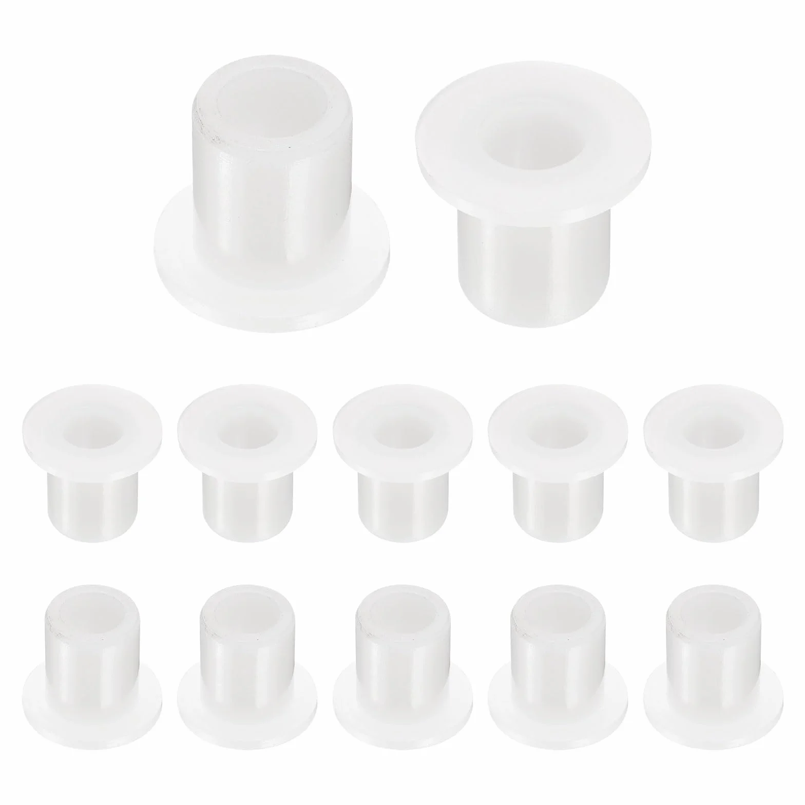 QUARKZMAN 12 szt. tuleje kołnierzowe tworzywo sztuczne łożysko ślizgowe ID 10,7 mm x OD 16 mm x długość 20 mm tuleje nylonowe, białe