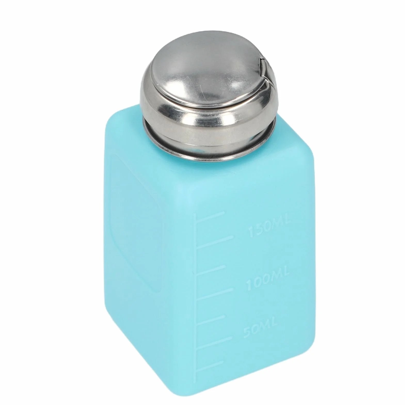 200ML Press Type Dozownik Rozpuszczalnika Push-Type Antystatyczna Butelka Alkoholu ESD Bezpieczna Antystatyczna Kwadratowa Butelka z Pokrywką ze Stali Nierdzewnej(niebieski)