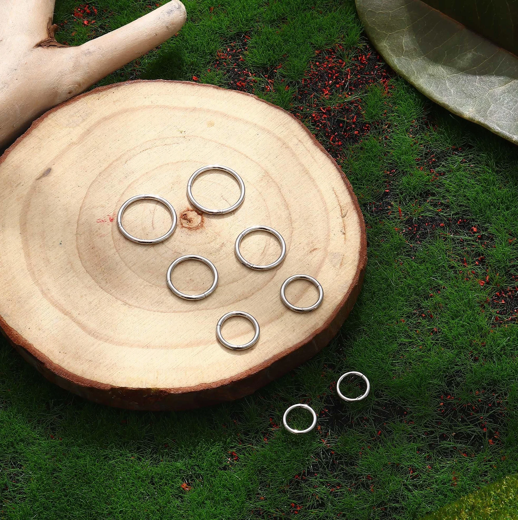 MILACOLATO 8 szt. 16G stal chirurgiczna na zawiasach zatrzaskowe segmentowe pierścienie do nosa obręcz helix chrząstka stokrotka Ohr tragus Sleeper kolczyki piercing do ciała 6-12 mm