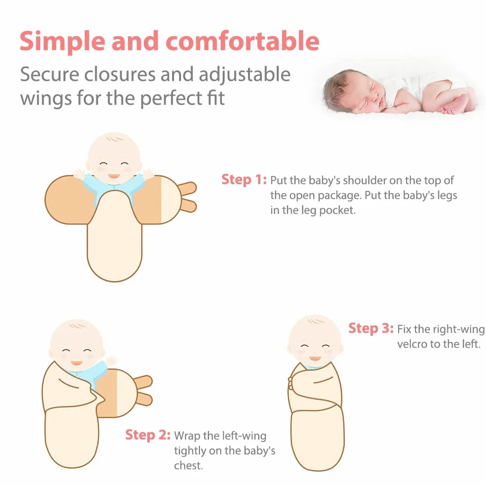 Vicloon Kocyki do owijania dla niemowląt, 2 szt. Kocyki do owijania, Organiczny bawełniany koc do owijania dla niemowląt 4-6 miesięcy 6-8 kg