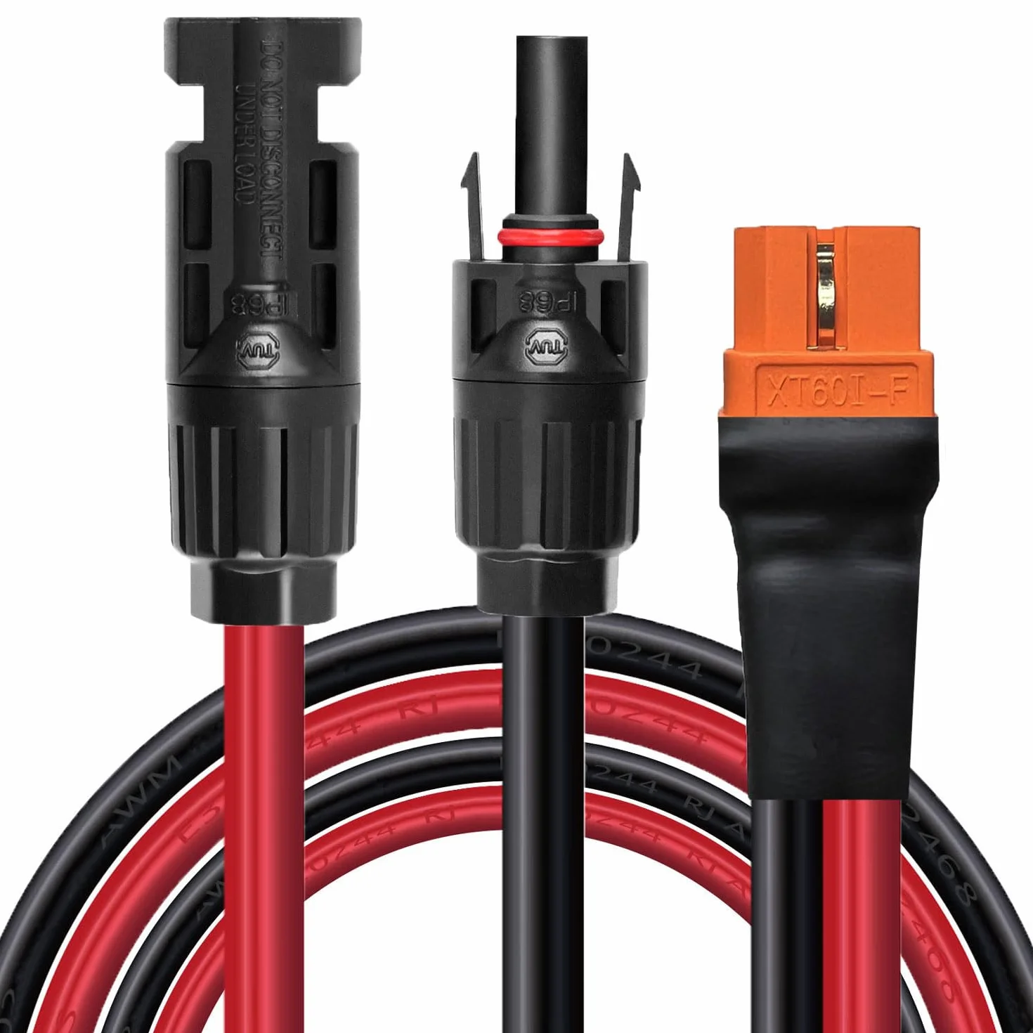 Kabel solarny na XT60i 0,6 m 10AWG XT60I-F, kabel solarny 6 mm2, kabel przedłużający, kompatybilny z przenośną stacją zasilającą (0,6 m)