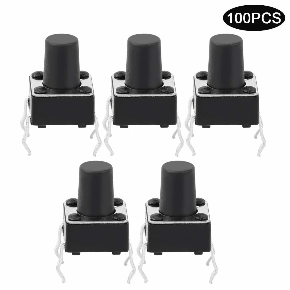 100 Sztuk Chwilowy Dotykowy Przełącznik Przyciskowy Mini Micro Tact Akcesoria 6 X 6 X 8 Mm Interrupteur Dotykowy Léger À Broche Plastik + Żelazko Do Urządzeń Gospodarstwa Domowego