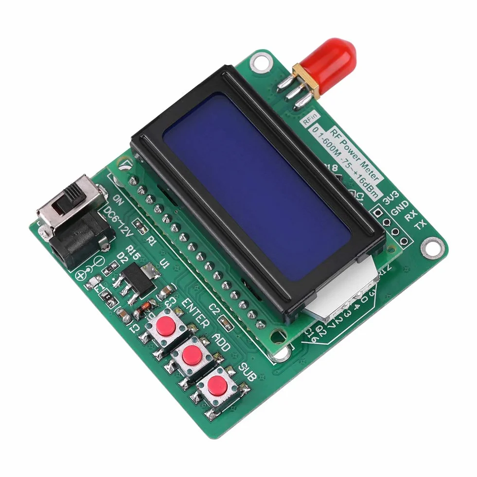 Miernik Mocy RF Miernik Mocy 1–600 MHz, Miernik Mocy RF Miernik Mocy RF Testowanie Elektryczne Mierniki Mocy Miernik Tłumienia Częstotliwości z Cyfrowym Wyświetlaczem LCD do Radia