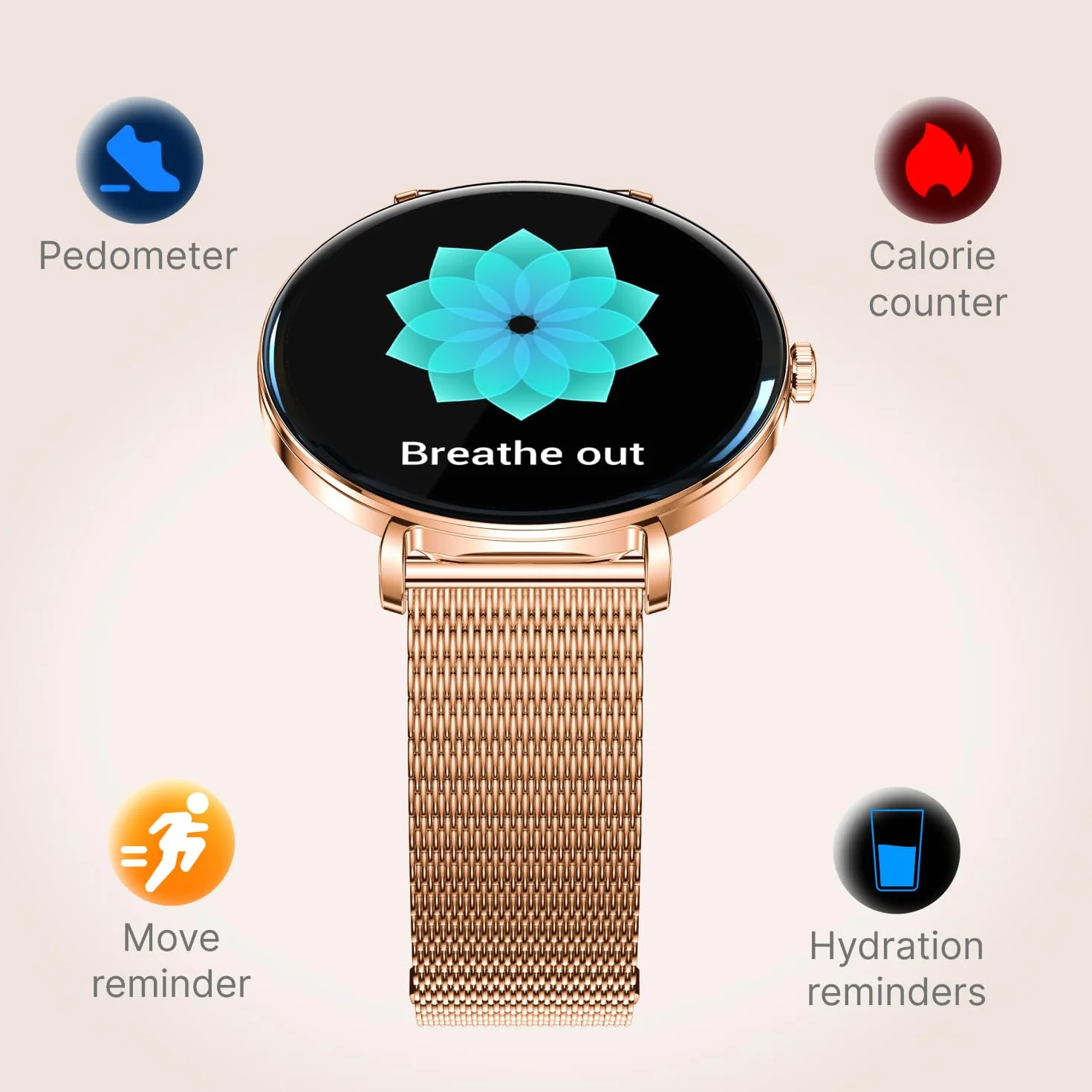 Forever Smartwatch Lucca SB-370 - Zegarek Damski z Funkcją Dzwonienia, Wodoodporny, Sportowy, Kobiecy Dodatek, Dwa Paski, Modny Wzór Panterka, Rosegold, Zegarek na Ręke