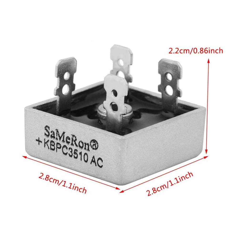 Mostek prostowniczy silikonowy, 10 sztuk KBPC3510 35A 1000V w metalowej obudowie Mostek prostowniczy silikonowy do prostowania jednofazowego