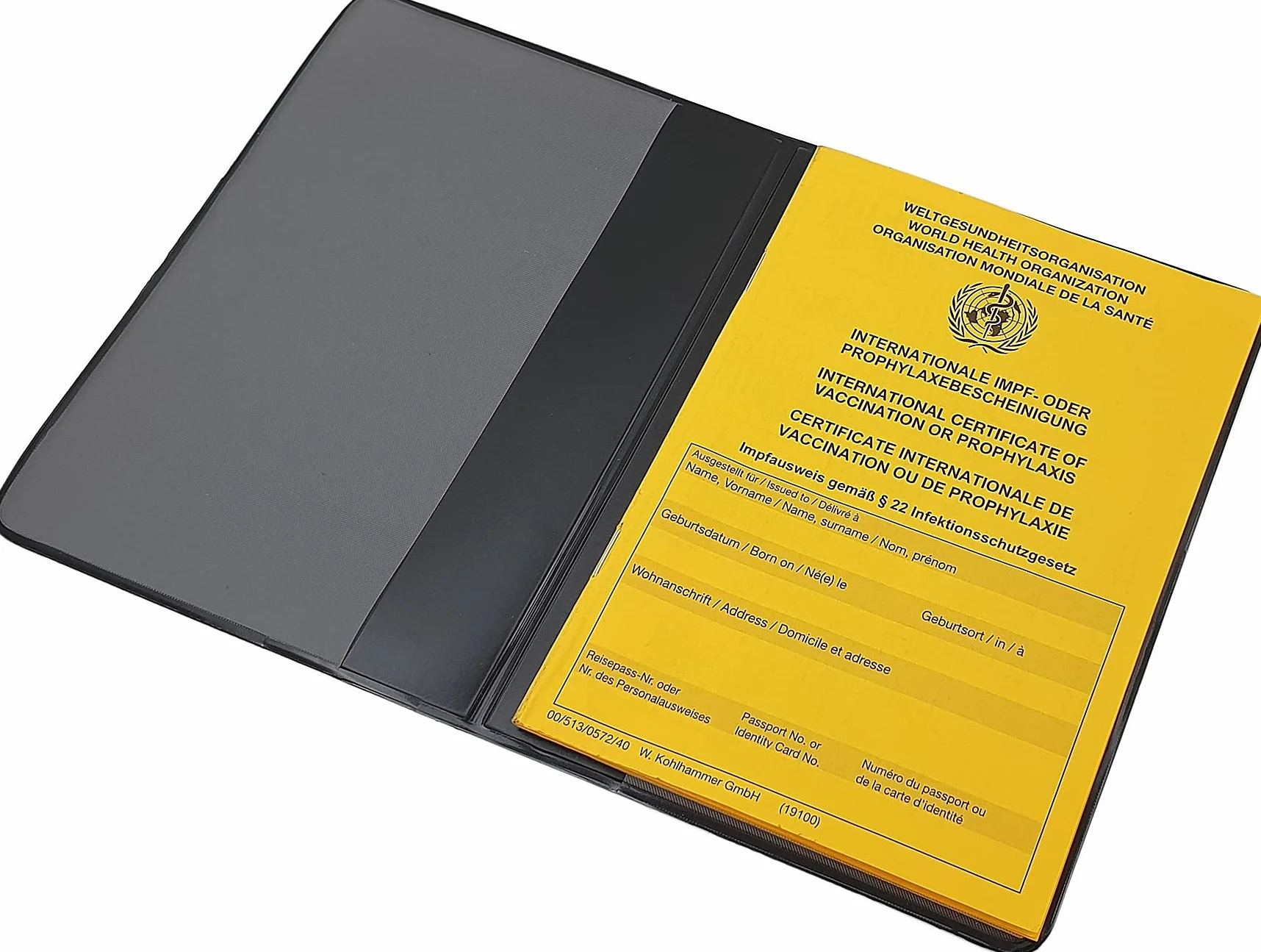 Etui ochronne na paszport szczepień, międzynarodowa karta szczepień, książeczka szczepień, etui na paszport, od daty wydania 2005 z 2 przegródkami, Made in Germany, metaliczny niebieski, Einheitsgröße