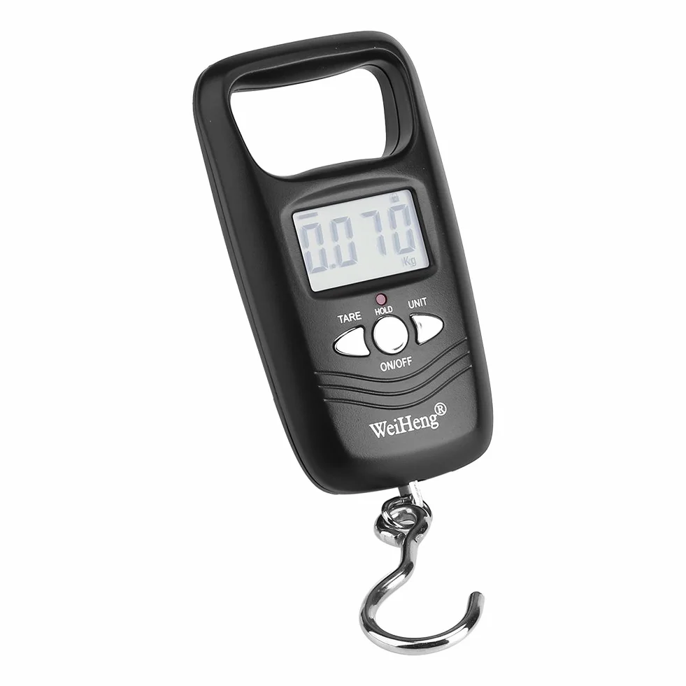 Cyfrowa waga wisząca 50 kg LCD z podświetleniem, elektroniczna waga hakowa, czarna