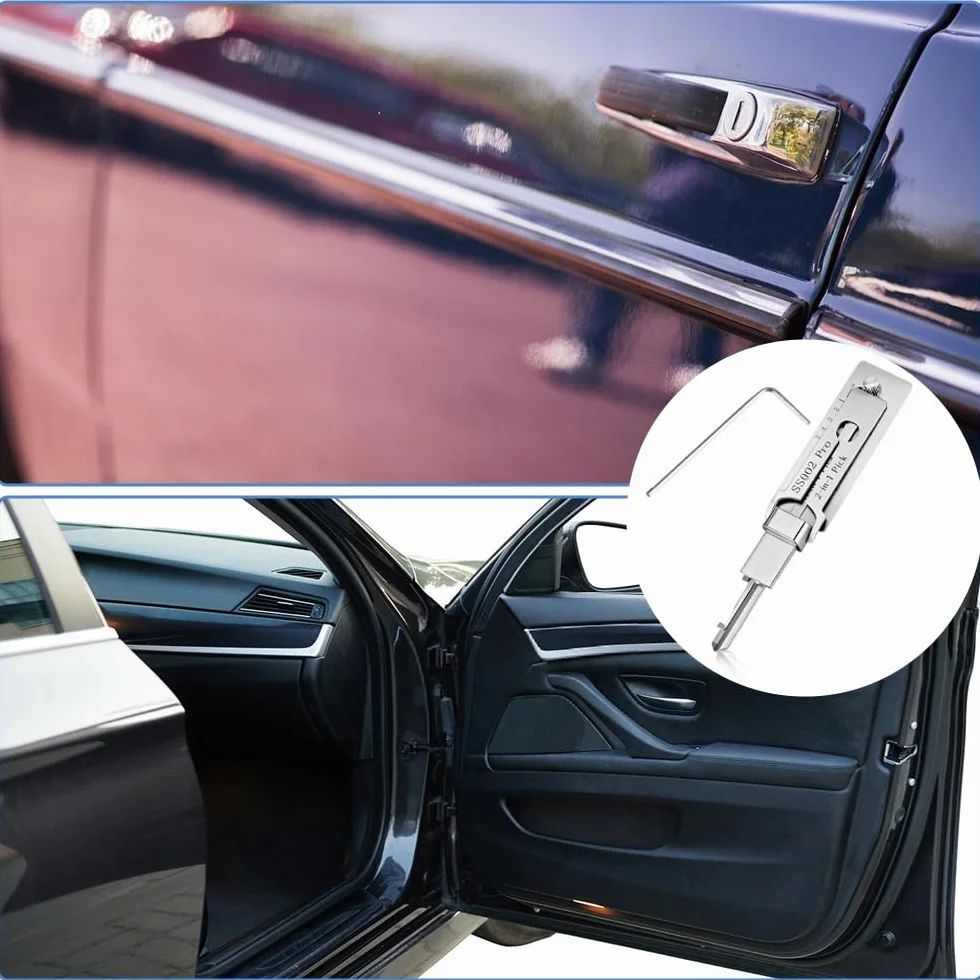 Zestaw 2 w 1 SS002 Pro Dietrich-Set dla S-Rillenschlösser Edelstahl-Schlüsseldecoder & Dietrichwerkzeug, Kompatibel mit Auto/Hausschlössern Leicht Präzise für Anfänger & Profis ss002 pro dietrich-set