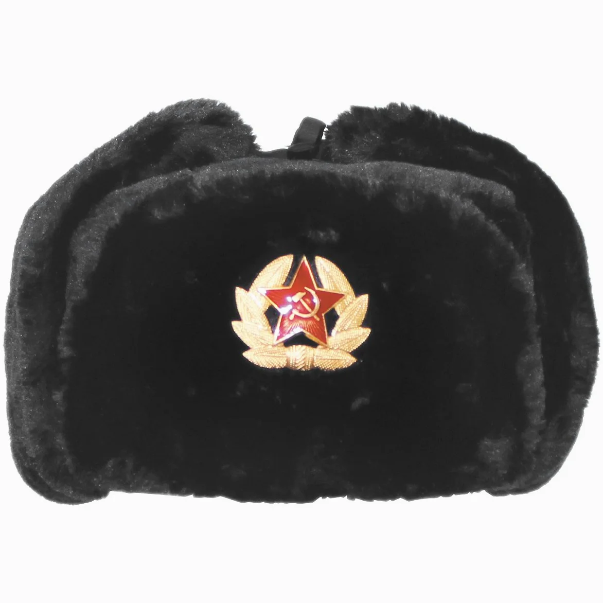MFH rosyjska czapka futrzana uszanka, czarna