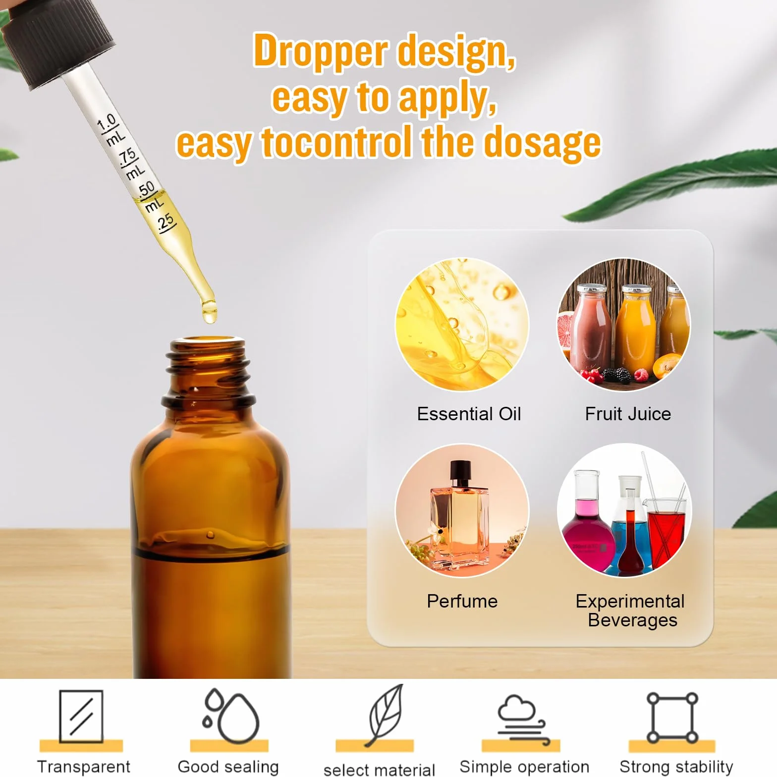 Butelka z Pipetą, 6 Szt. 50 ml, Apteczna, z Lejkiem, Naklejką i Etykietą, z Brązowego Szkła, Kroplomierz Na Olejki Eteryczne, Perfumowane, Aromaterapię