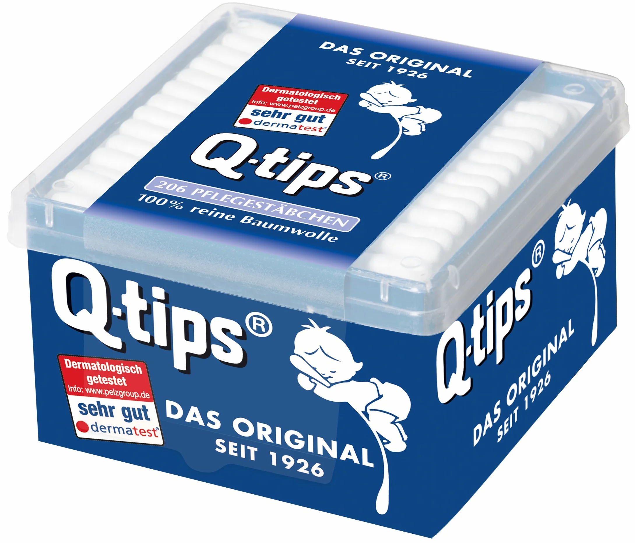 Q-tips pałeczki do pielęgnacji, pudełko w kostkę, 12 sztuk (12 x 206 sztuk)