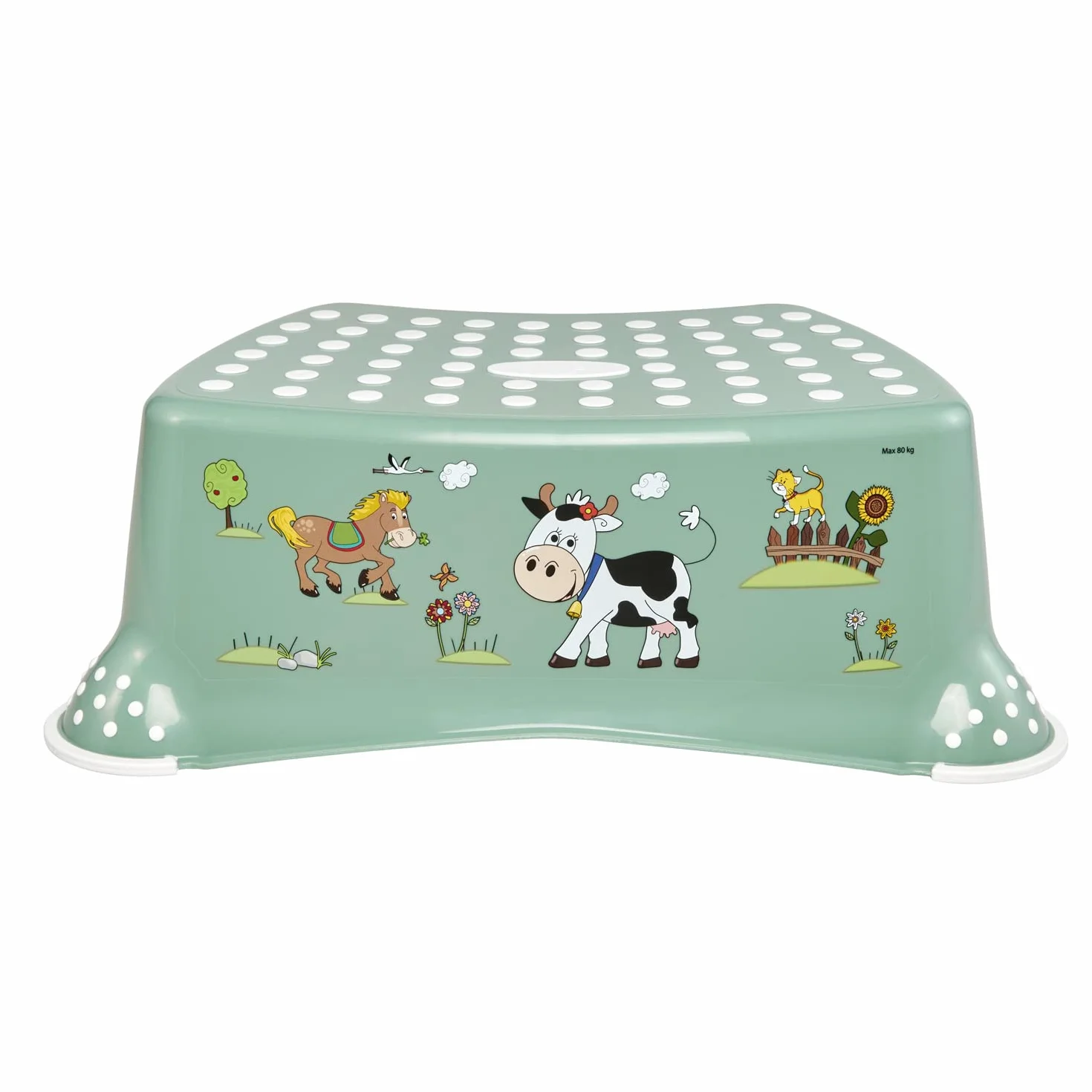 keeeper Funny Farm Tritthocker, Ab ca. 3 bis ca. 14 Jahre, Anti-Rutsch-Funktion, Tomek, Nordic Green
