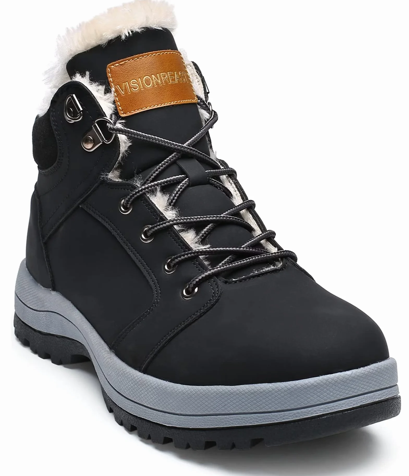 visionreast Ciepłe buty zimowe z podszewką, unisex, wodoszczelne, buty trekkingowe, buty zimowe, dla mężczyzn i kobiet, antypoślizgowe, sznurowane, do aktywności na świeżym powietrzu