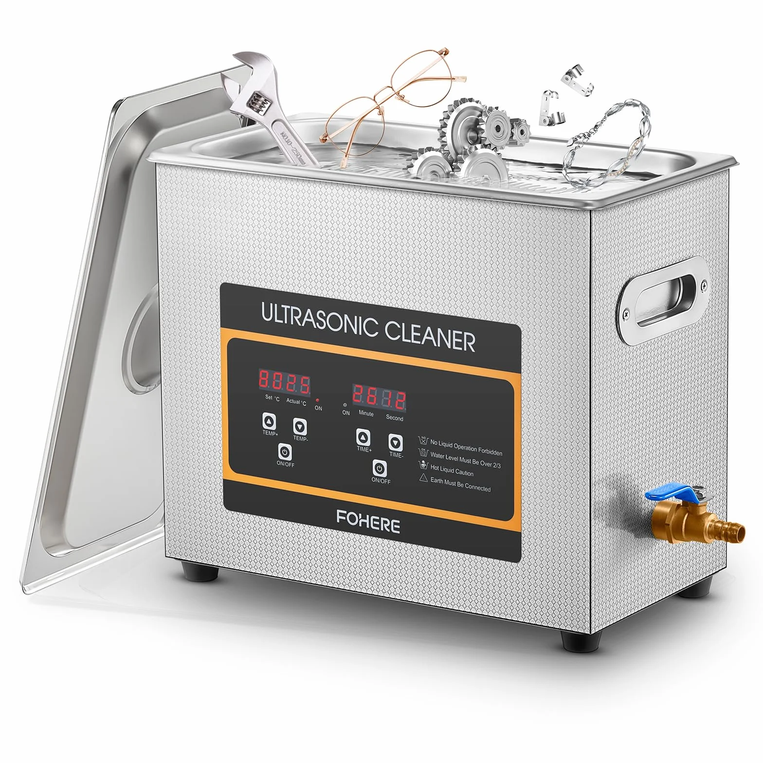 Myjka ultradźwiękowa 6,5 L, stal nierdzewna 304, z timerem ogrzewania, profesjonalny cyfrowy laboratoryjny ultradźwiękowy oczyszczacz części, do czyszczenia biżuterii, okularów, części samochodowych