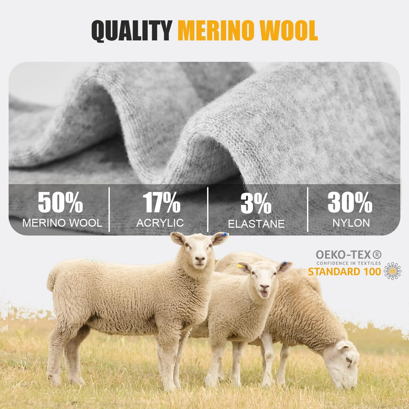 Merino Skarpety Turystyczne dla Mężczyzn i Kobiet, Grube Skarpety Termiczne, Karpety Zimowe, Wyściełane Karpety Trekkingowe Zapobiegające Powstawaniu Pęcherzy, 3 Pary