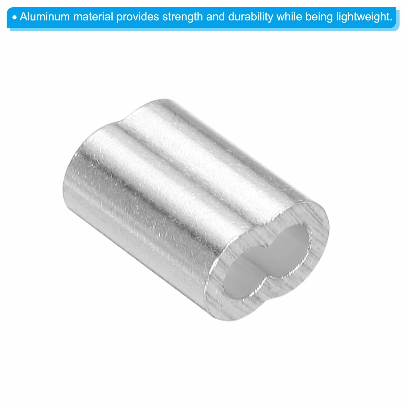 QUARKZMAN 3 mm 1/8" aluminiowa tuleja zaciskowa z podwójnym okuciem do linki drucianej, srebrna 10 sztuk