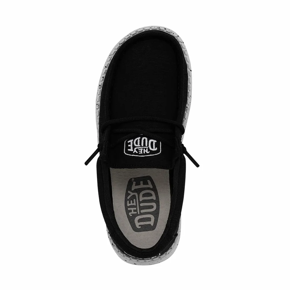 Hey Dude Wally Youth Slub Canvas Moccasin, Black, 34 EU, czarny, 34 EU