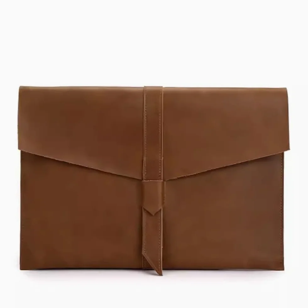 Teczka kopertowa na dokumenty, Skórzany organizer na dokumenty i koperty z dużą pojemnością, brązowy/kawowy, 34x25 cm(Brown)